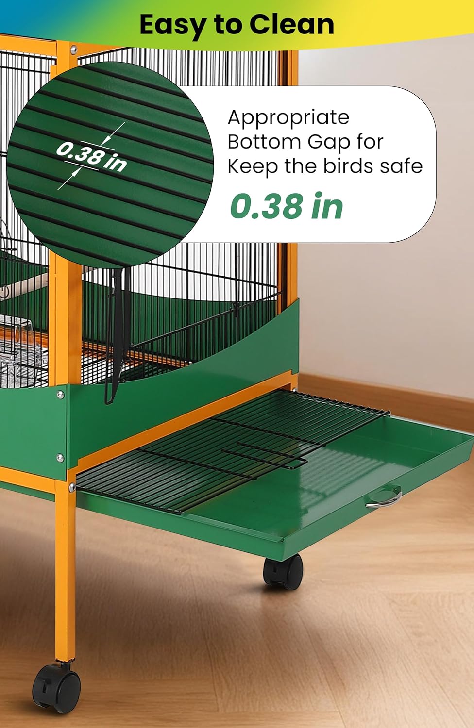 Garvee Bird cage, 66''H Extra Large Bird Cage, w/Removeble Tray, Waterproof Roof, Easy to Clean, Lockable Caster, Indoor& Outdoor Application for Conure,Macaw,Budgie,Cockatiel,Lovebirds,Parakeet