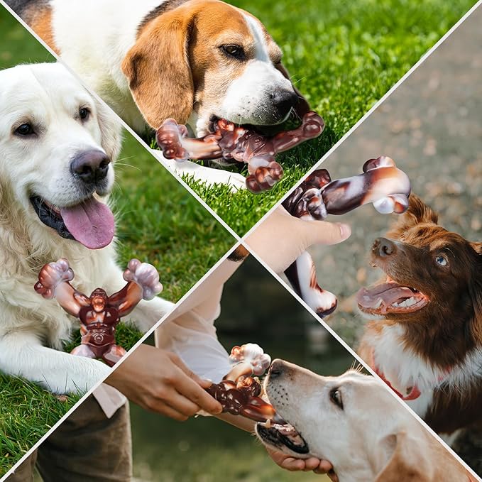 WinTour Indestructible Dog Toys for Large Dogs Aggressive Chewers, Tough Dog Toys for Aggressive Chewers Large Breed, Durable, Heavy Duty Chew Bone, Beef Flavor