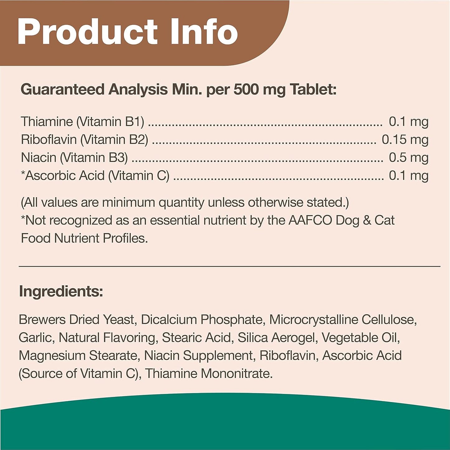 NaturVet Brewers Dried Yeast Formula with Garlic Flavoring Plus Vitamins for Dogs and Cats, Chewable Tablets, Made in The USA with Globally Source Ingredients 100 Count