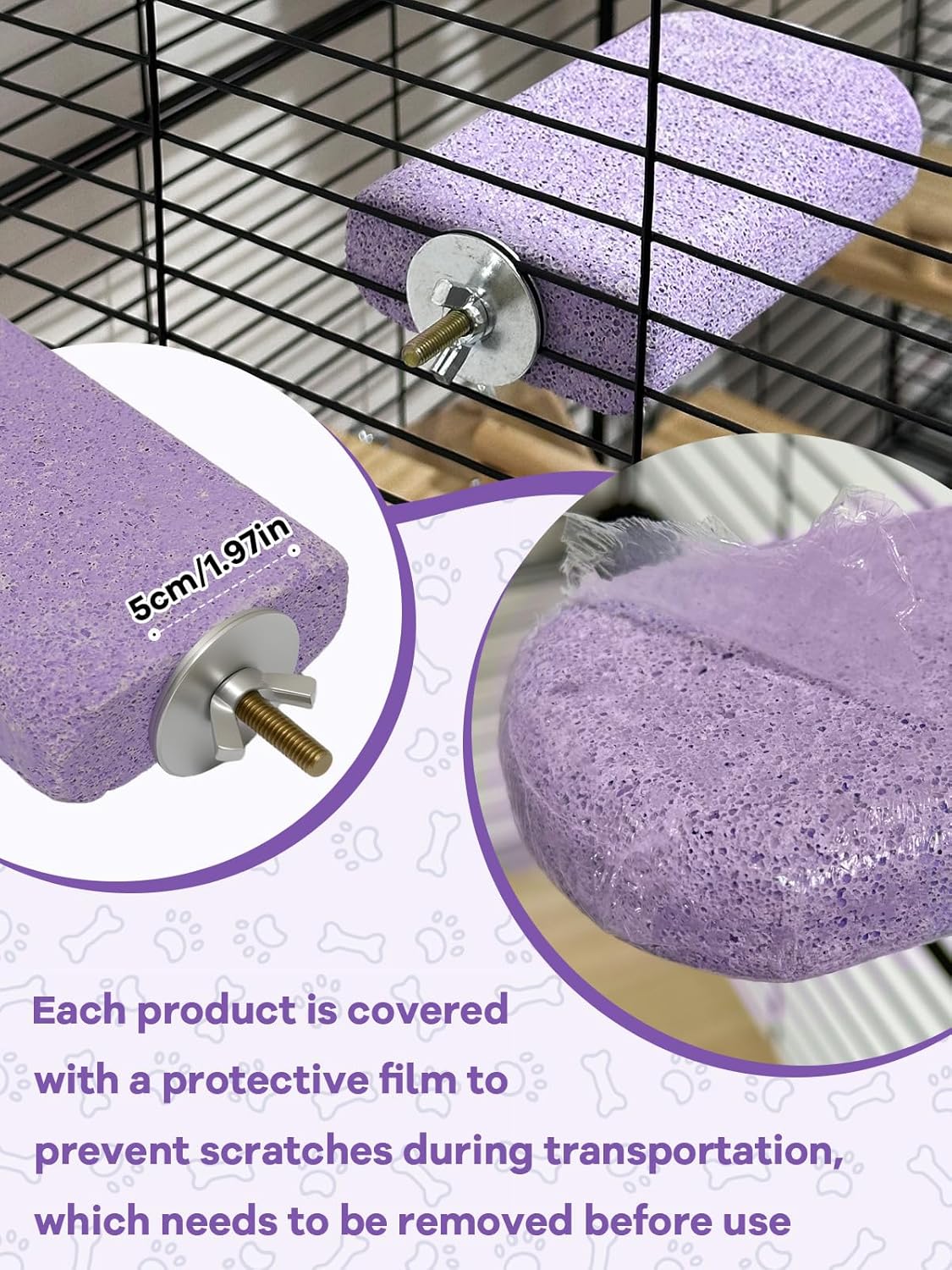Chinchilla Lava Ledges Rat Climbing Platform 2 Pack Pumice Ledge Shelf Pet Chewing Grinding Toys Small Animals Cage Accessories for Totoro Squirrel Guinea Pig Hamster Purple