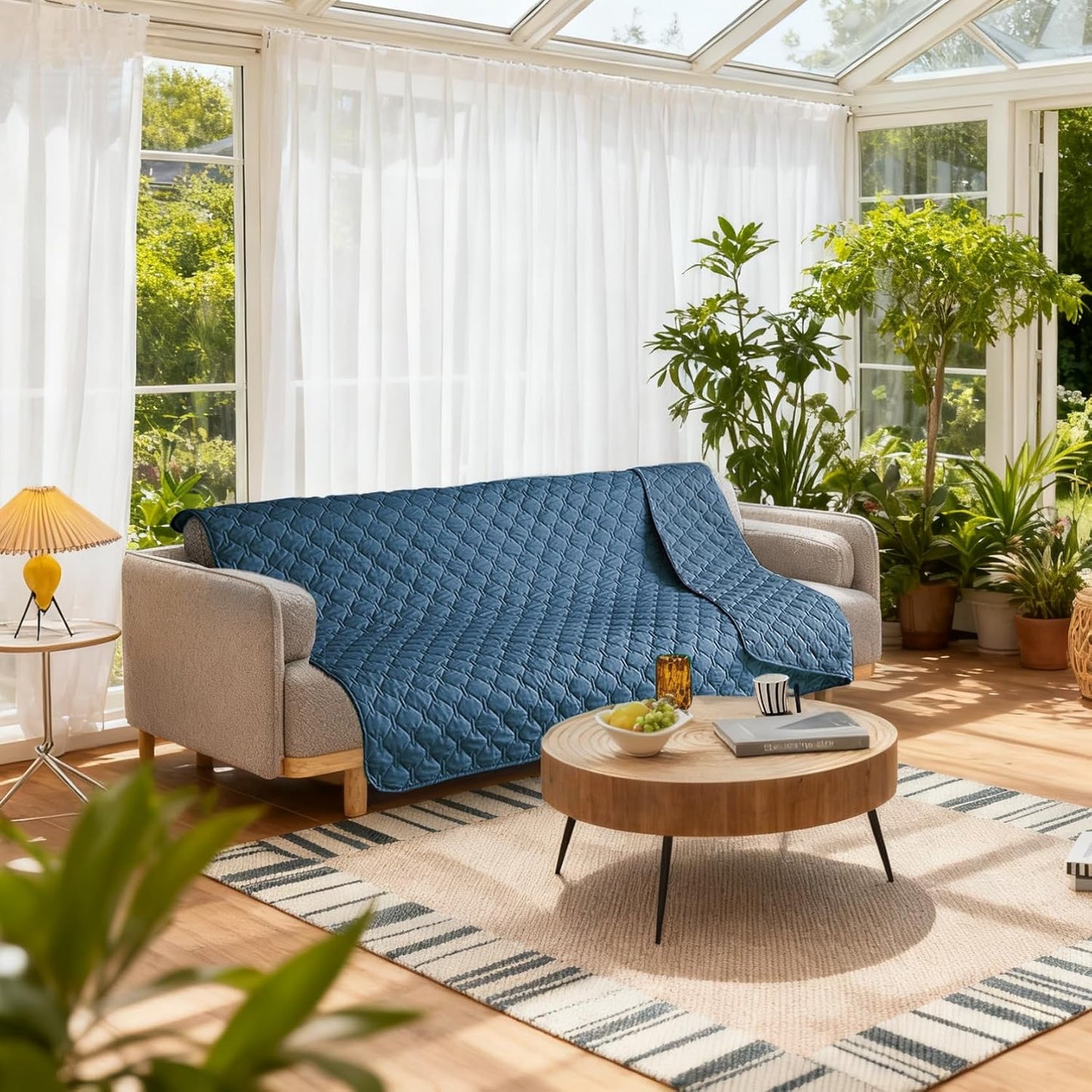 gogobunny 3X Stronger Waterproof Pet Blanket, Scratch Proof Furniture Protector for Dogs Cats, Reversible Cover 52x82 Inch, Dark Blue