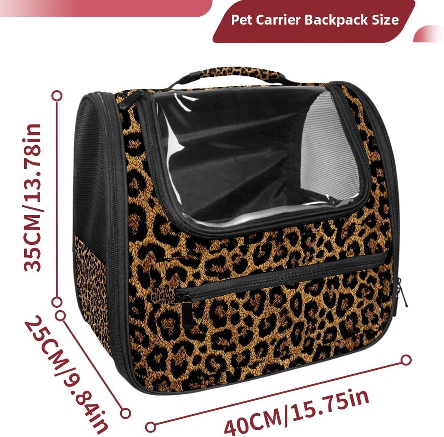 Classic Leopard Print Pet Cat Backpack Carrier for Kitty Small Dog, Ventilated Pet Carrier Bag for Car, Walking, Hiking, Outdoors