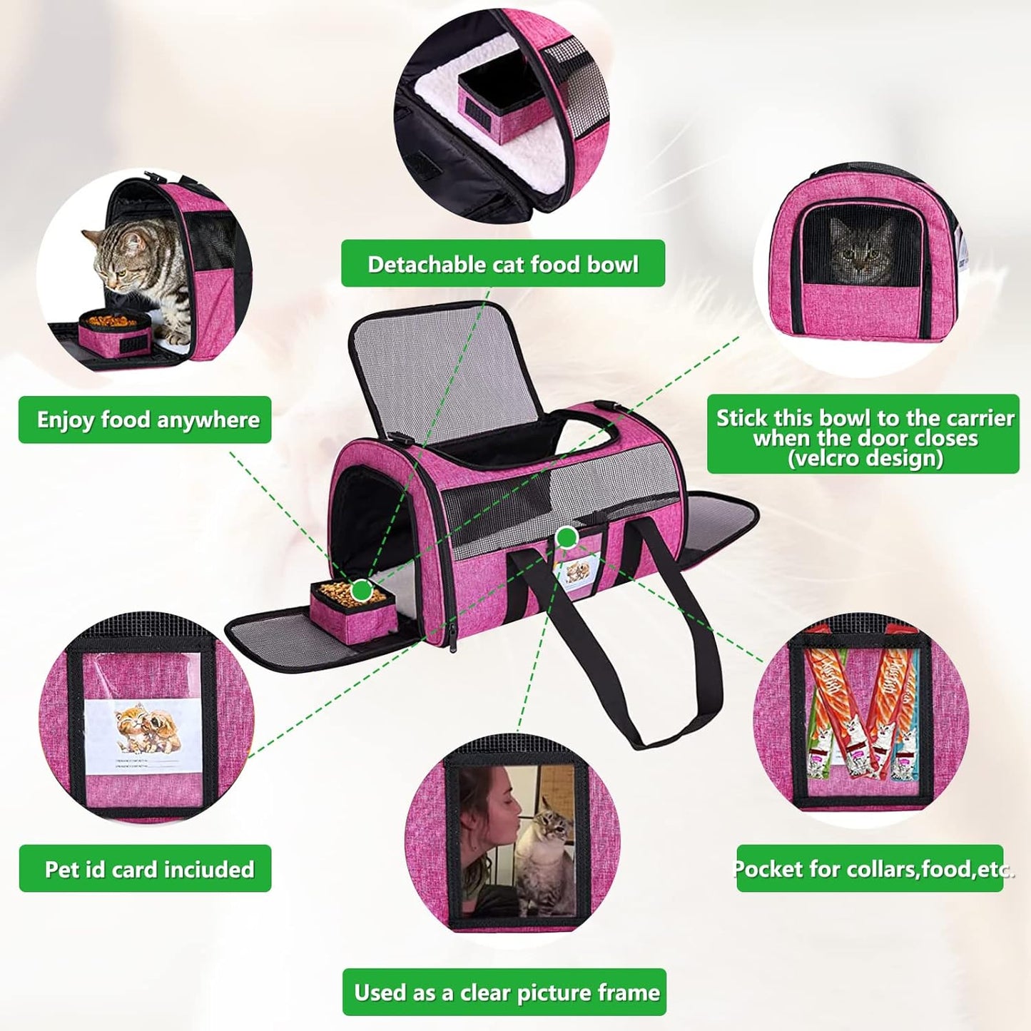 20" Large Pet Carrier Soft Sided Cat Carriers for Large Cats Under 25 lbs, Folding Big Dog Carrier Cat Carrier for 2 Cats Travel Carrier, Red