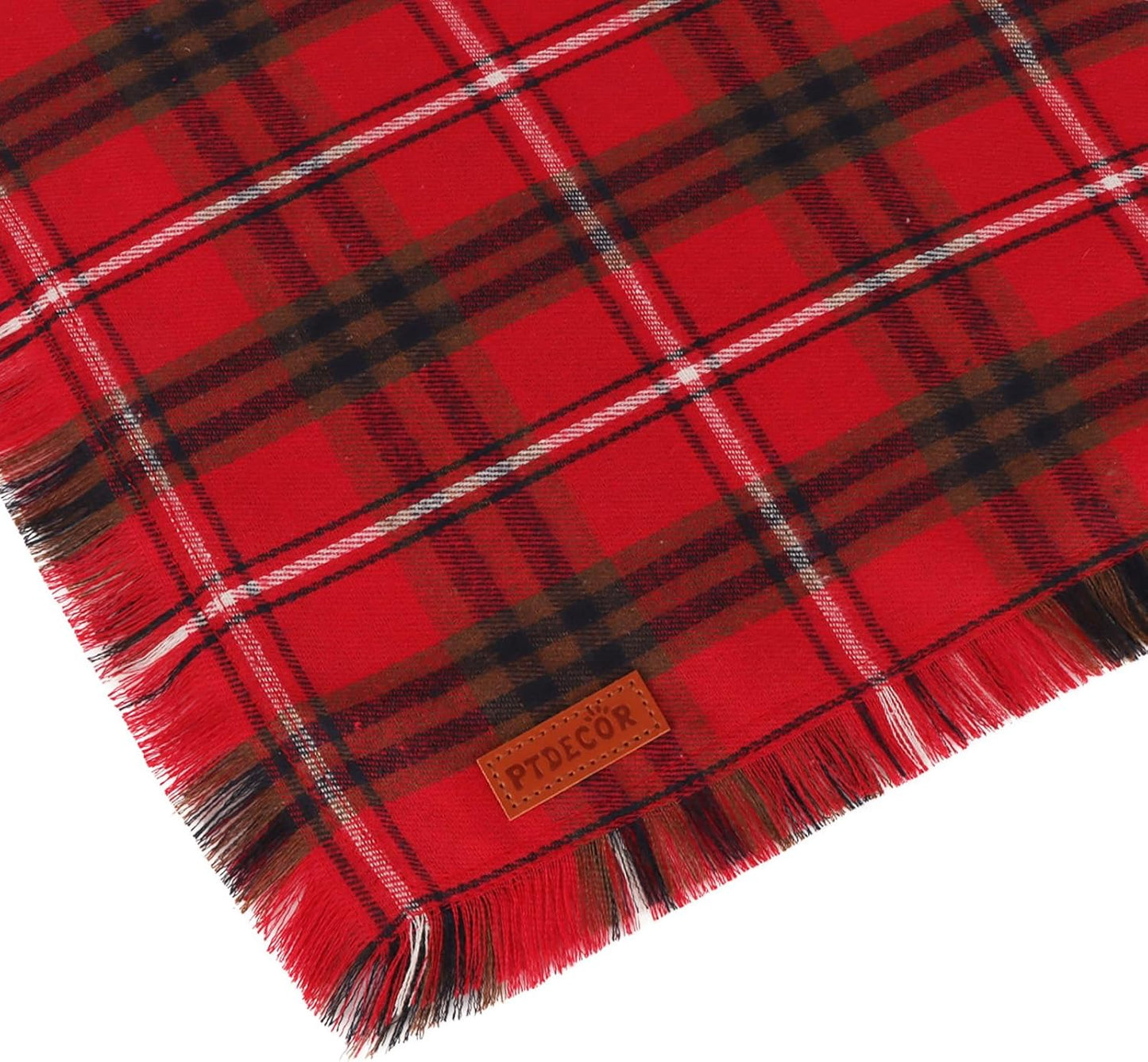 PTDECOR Christmas Dog Bandanas with Tassels Edges, Stylish Red Green Plaid Scarf Bib, Multiple Size, Reversible Triangle Christmas Bandanas for Small Dogs Puppies Cats(Small)