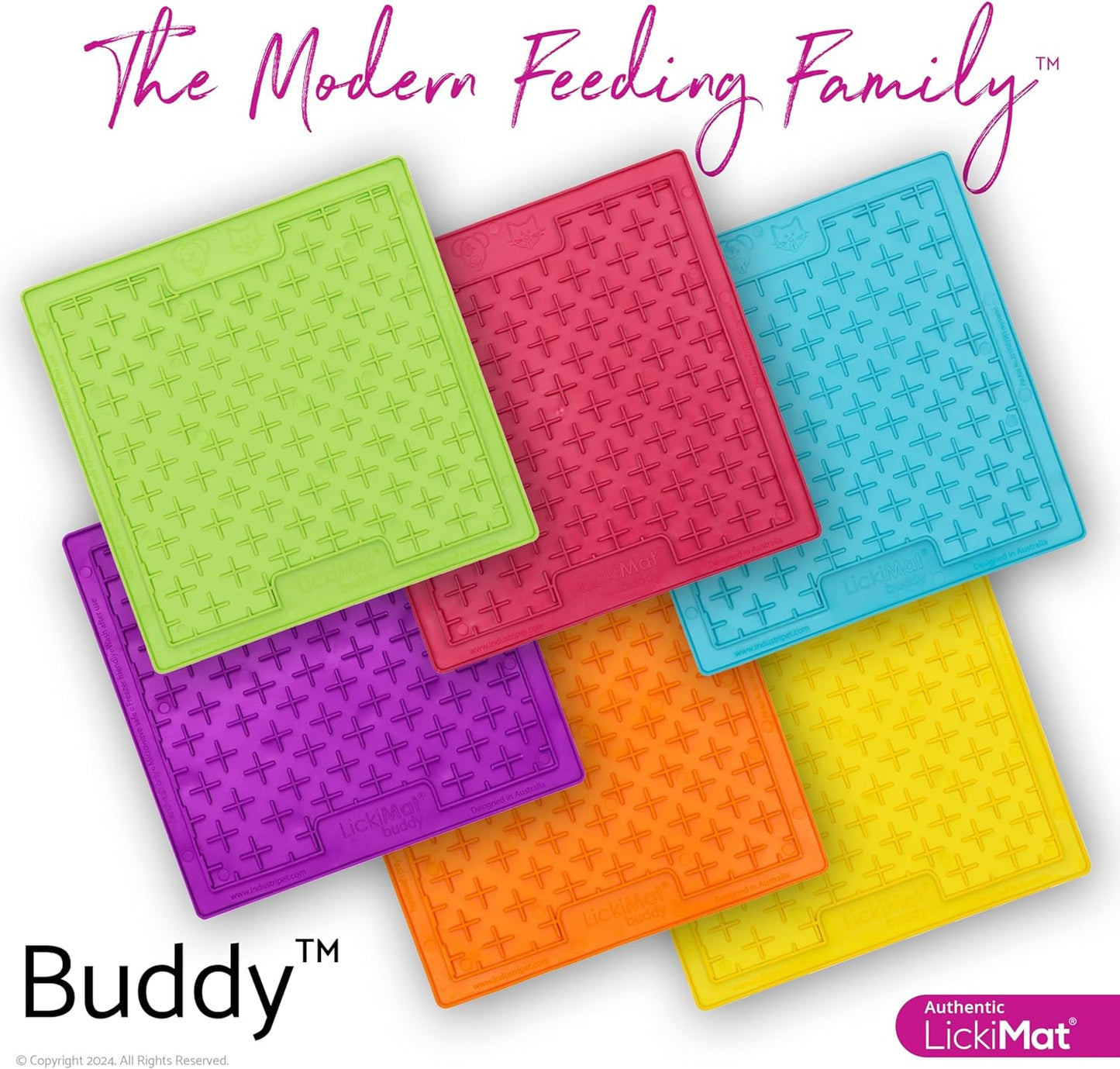 LickiMat Classic Buddy, Cat Slow Feeder Lick Mat, Boredom Anxiety Reducer; Perfect for Food, Treats, Yogurt, or Peanut Butter. Fun Alternative to a Slow Feed Cat Bowl or Dish, Pink