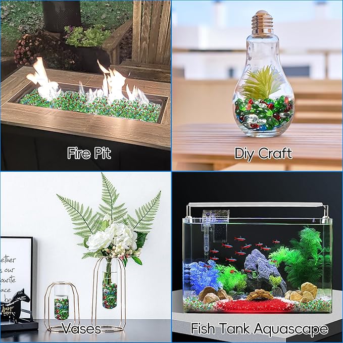 Meschett Colorful Glass Stones, 0.97 LB Fish Tank Gravel, Small Irregular Rainbow Aquarium Gravel for Aquarium Decorations and Turtle Tank, Sea Glass Beads Crystals for Fish Bowl, Vase Filler,Mixed