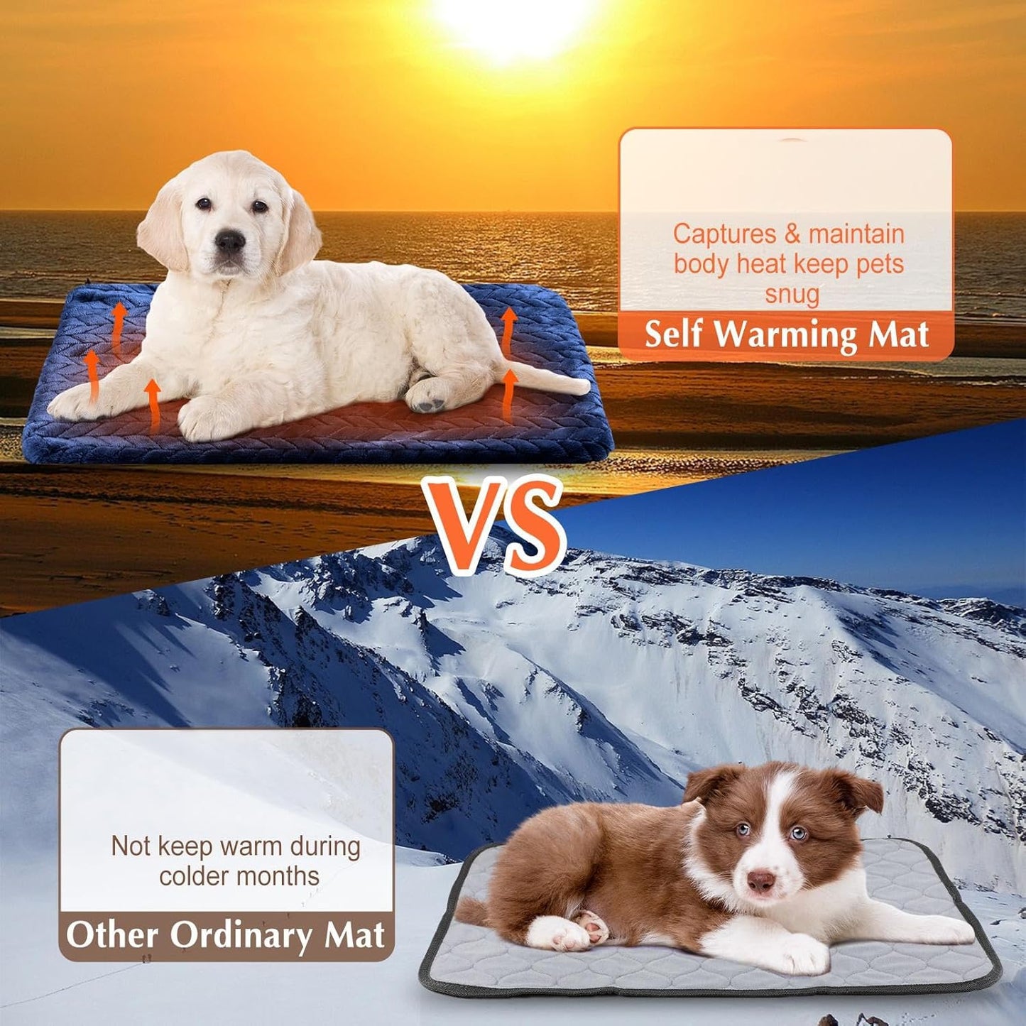 4 Pack Self Heating Cat Pad 16 x 20 Inch Self Warming Cat Bed Non Slip Warm Dog Pad Mat Washable Pet Kennel Crate Bed Mat for Indoor Outdoor Pets(Navy Blue,16 x 20 Inch)