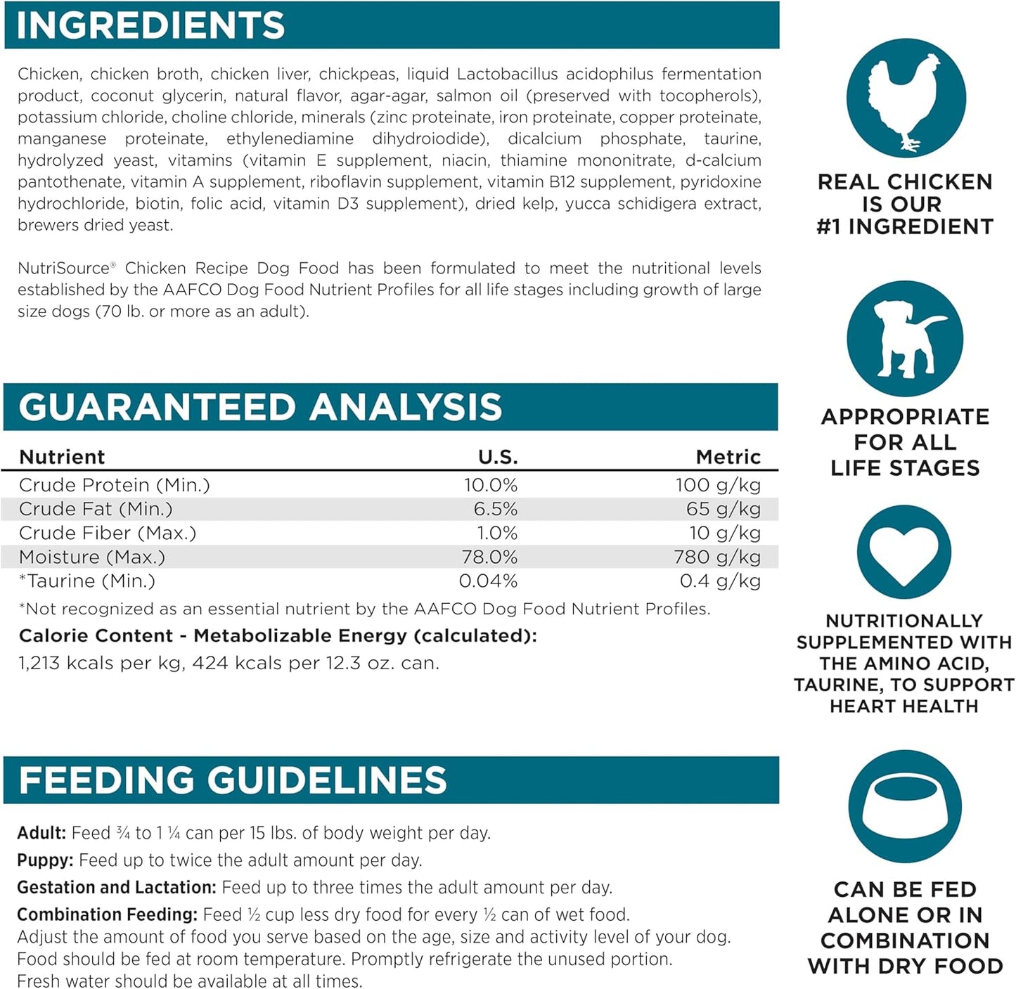 NutriSource Grain Free Chicken Recipe Dog Food, Premium Wet Dog Food, 12.3 Ounce (Pack of 12)