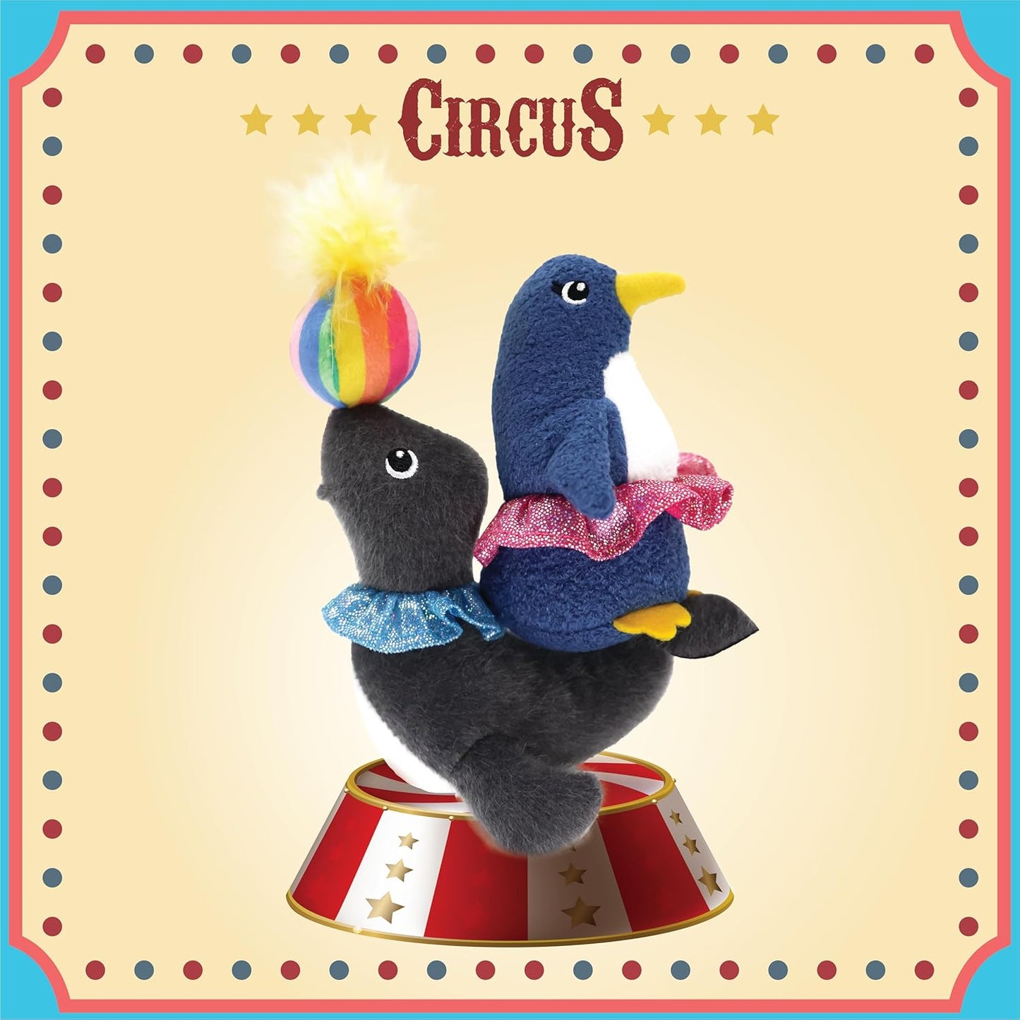 2 Pack Interactive Catnip and Feather Cat Toys, Circus Penguin and Seal Catnip Toys, Accessories for Indoor Cat, Catnip Plush Toys with Natural Feathers and Rattles