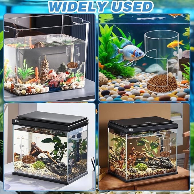 2Pcs Aquarium Fish Feeder Feeding Tray with Suction Cup, Feeding Tube Tank Divider Aquarium Breeder Box Fish Bowls Accessories Round for Turtle Shrimp Supplies Round