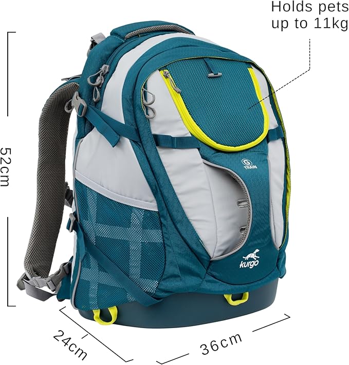 Kurgo G-Train Dog Carrier Backpack - Comfortable Travel Bag for Pets Up to 25 lbs - Waterproof Bottom - Multi-Compartment Pack - Dog Hiking Gear - Rugged Adventure Backpack - Ink Blue
