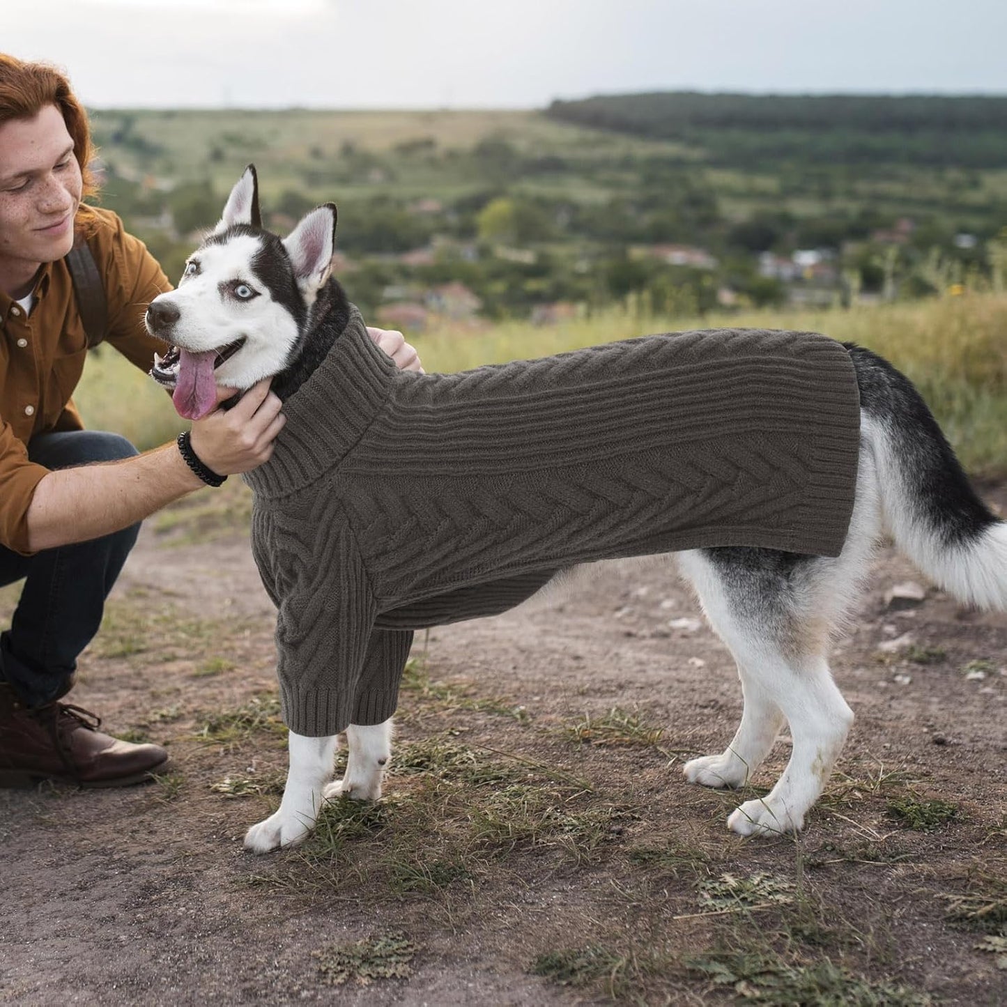 ASENKU Dog Sweater, Dog Sweaters for Medium Dogs, Warm Pullover Doggie KnitTurtleneck Warm Clothes for French Bulldog, Boston Terrier(Dark Grey, M)