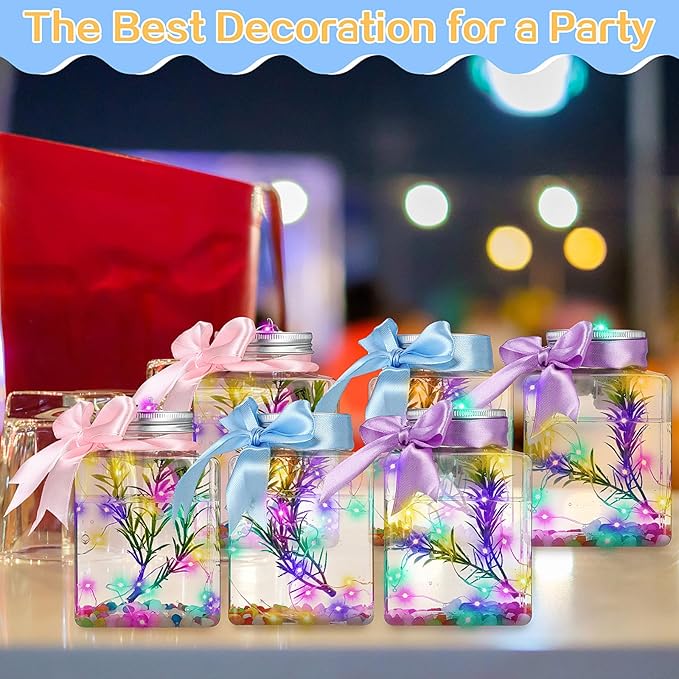 Domensi 20 Pcs 17oz LED Plastic Fish Bowls Ivy Bowls 3'' Glowing Vases Unbreakable Plastic Fish Tank Clear Shatterproof Aquarium for Carnival Game Accessory Home Party