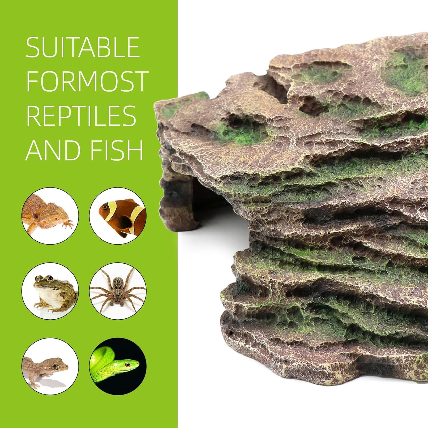 Large Reptile Hide Shale Scape Step Ledge, Reptile Cave Hideout, Bearded Dragons Accessories, Basking Rocks for Bearded Dragons