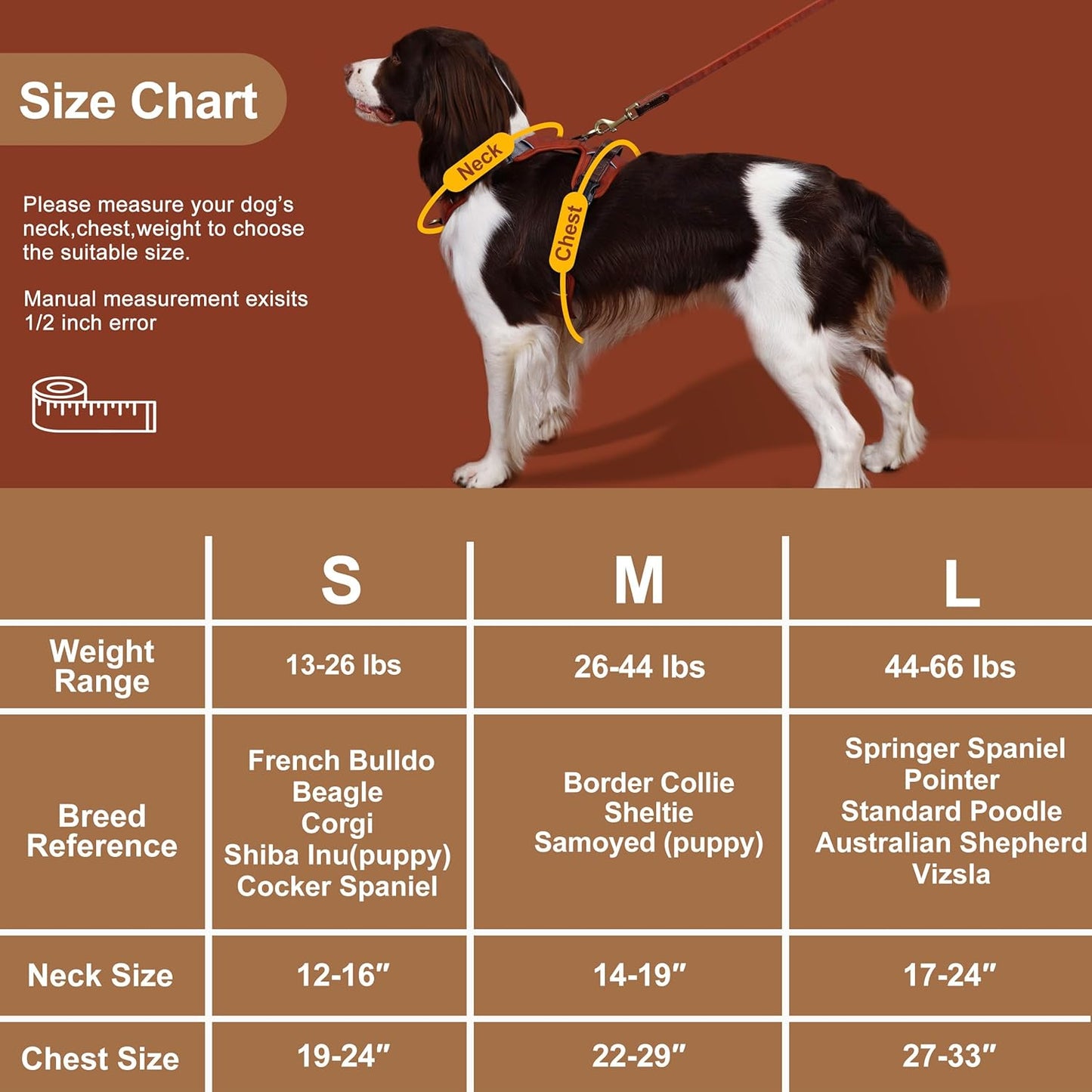 No Pull Dog Harness Medium Sized Dog,Stylish PU Leather Vest with Easy Control Handle,No Choke Front Clip with 2 Metal Leash Clips,Reflective & Adjustable for Walking,Light Blue,Chest 27-33"