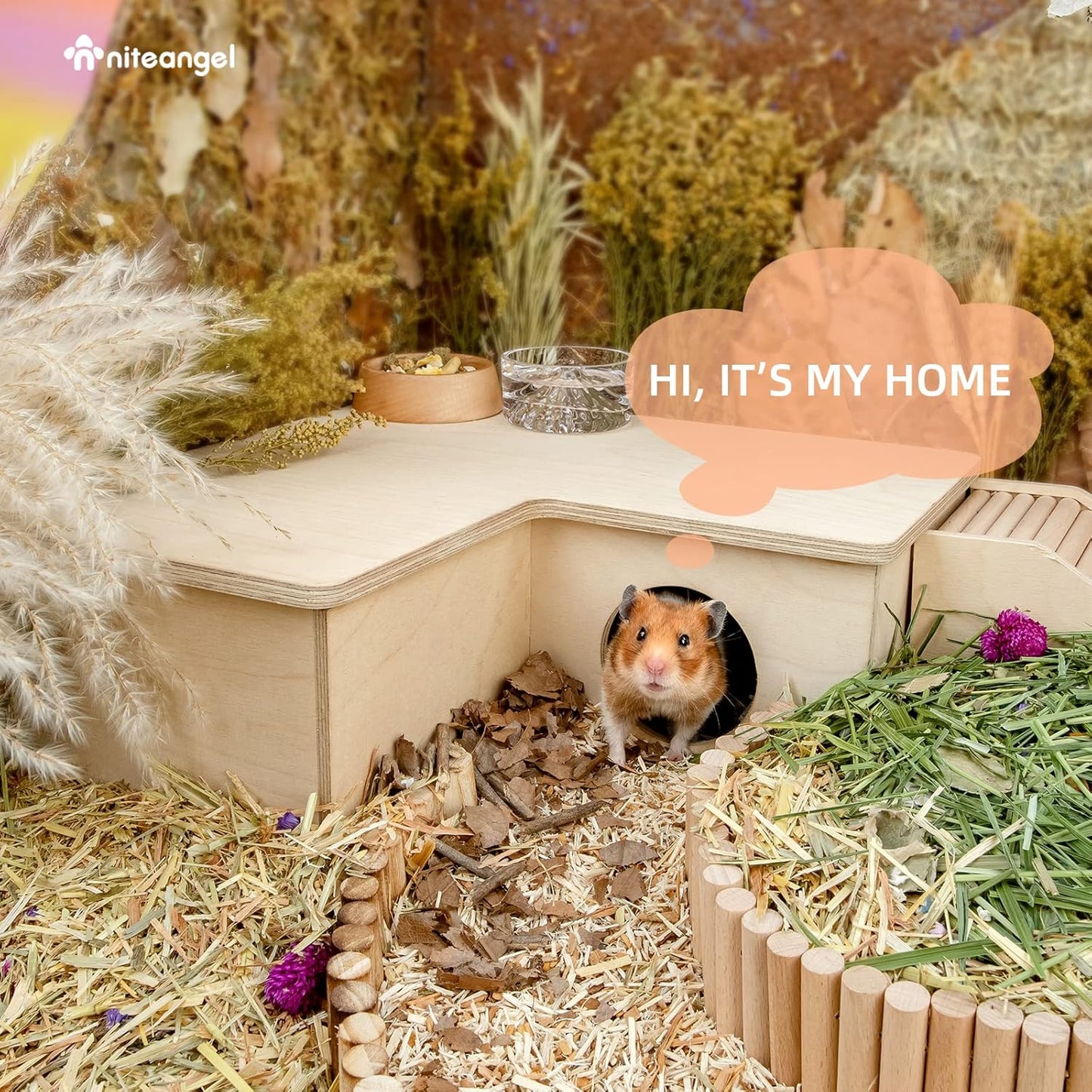 Niteangel Multi-Chamber Hamster House Maze: - Multi-Room Hideouts & Tunnel Exploring Toys for Hamster Gerbils Mice Lemmings (3-Room Large)