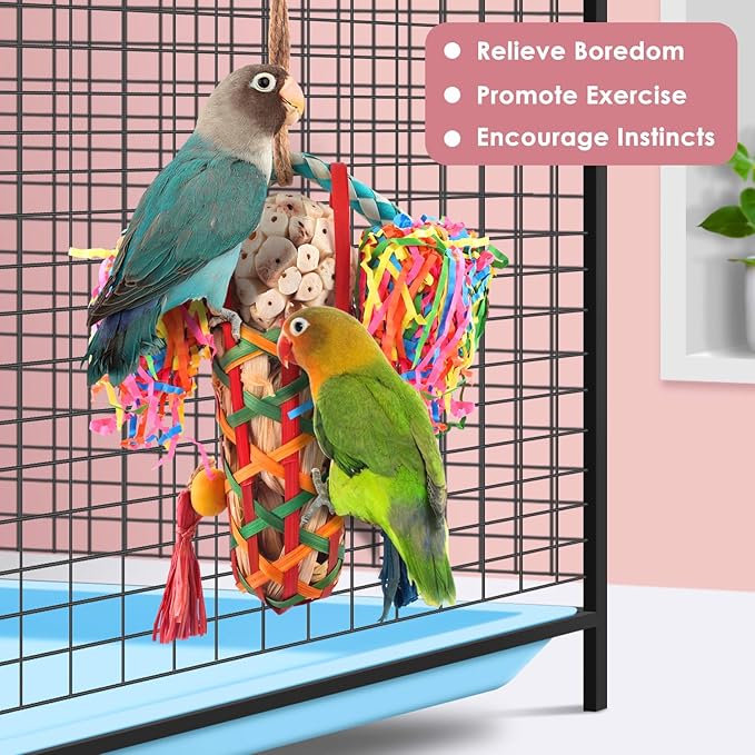 KATUMO Bird Toys Parakeet Toy Cockatiel Shredding Toys Conure Foraging Sola Toys for Conure Cockatiel Parakeet Lovebird Small to Medium Birds