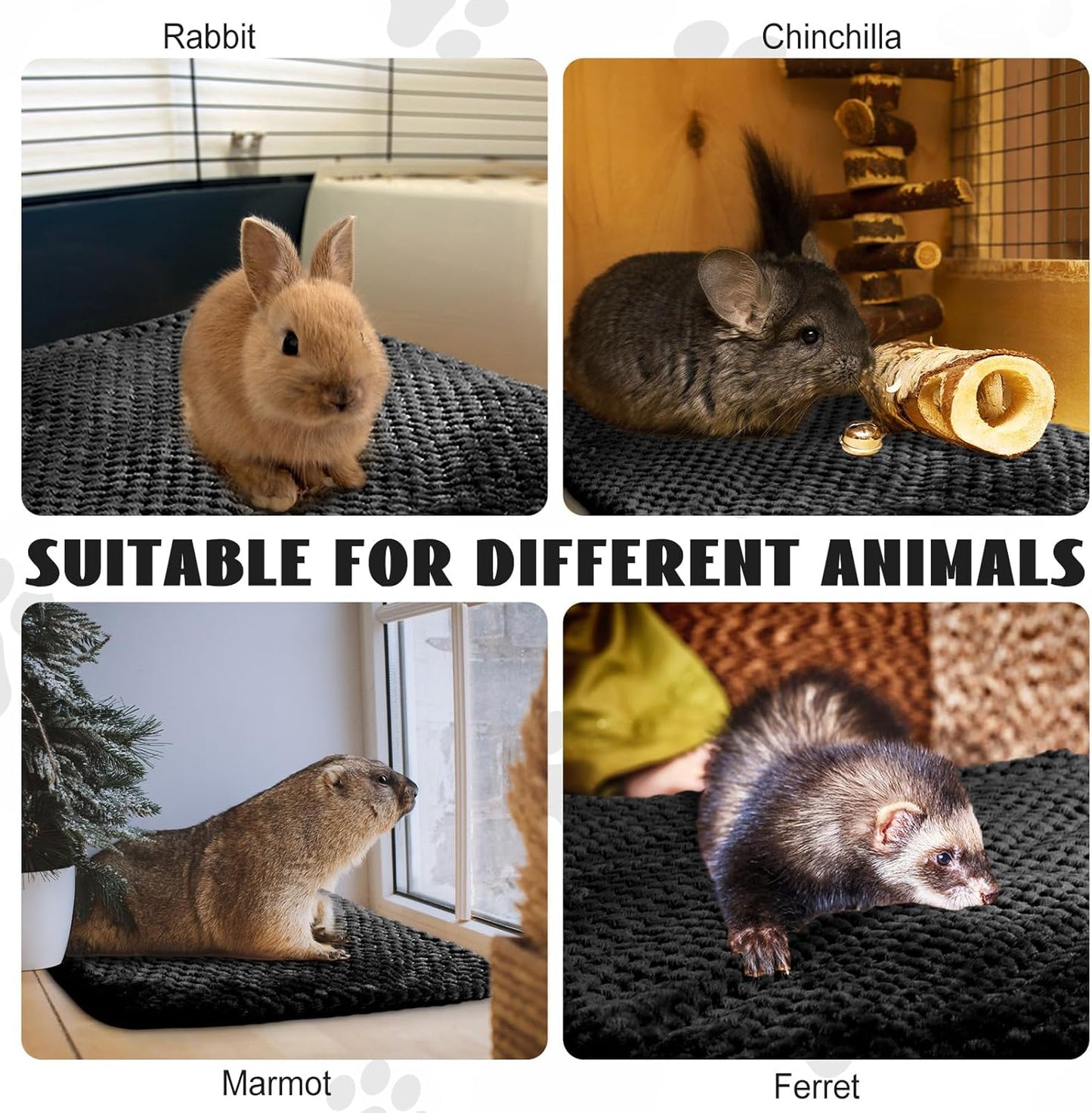 4 Pcs Self Heating Cat Pad Self Warming Cat Bed Dog Heating Pad Washable Thermal Pet Mat for Indoor Outdoor Pet 16 x 20 Inch Removable Non Slip(Black)