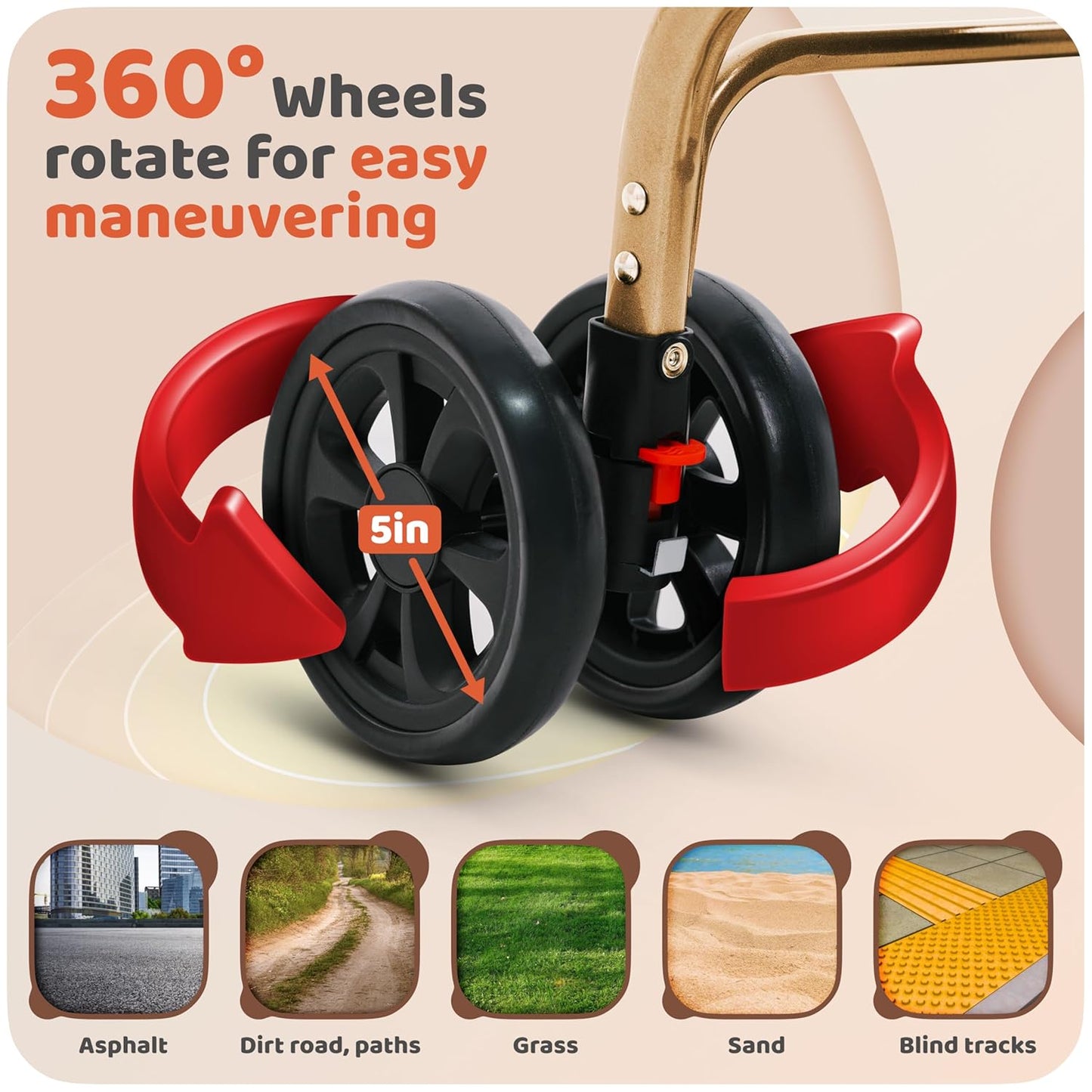 Pet Stroller for Small Medium Dogs & Cats β 2-in-1 Detachable Carrier, Zipperless Entry, Lightweight Folding Travel Stroller with Storage Basket, Cup Holder, Black&Beige