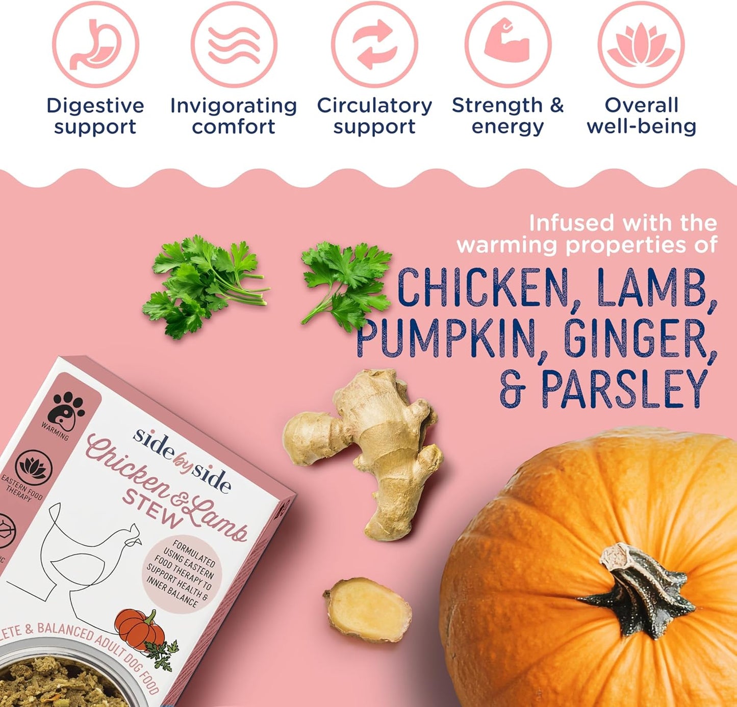 Side by Side Chicken & Lamb | Beef & Salmon Stew - Wet Dog Food & Dog Food Topper for All Breeds - Made with Nutrients & Whole Raw Ingredients - No Artificial Additives or Fillers (12.5 oz, 4-Pack)