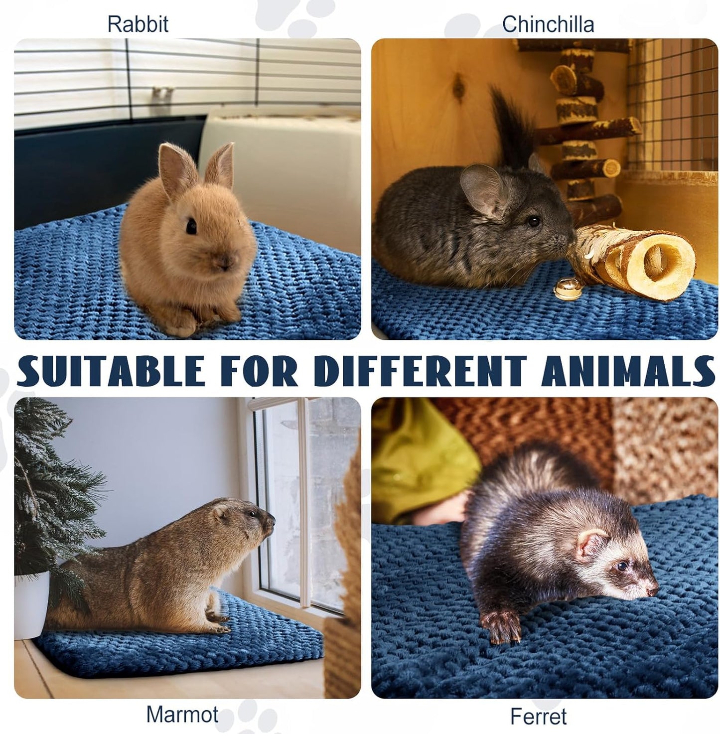 4 Pcs Self Heating Cat Pad Self Warming Cat Bed Dog Heating Pad Washable Thermal Pet Mat for Indoor Outdoor Pet 16 x 20 Inch Removable Non Slip(Navy Blue)