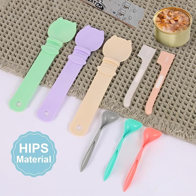 Cat Treat Dispenser Cat Treat Spoon Squeeze 8PCS Lickable Cat Holder with Cat Strip Feeder Spoon and Temptations Licky Treats Happy Cat Tube and Squeeze Up Cat Food Spoons for Wet Food (Cat Head)