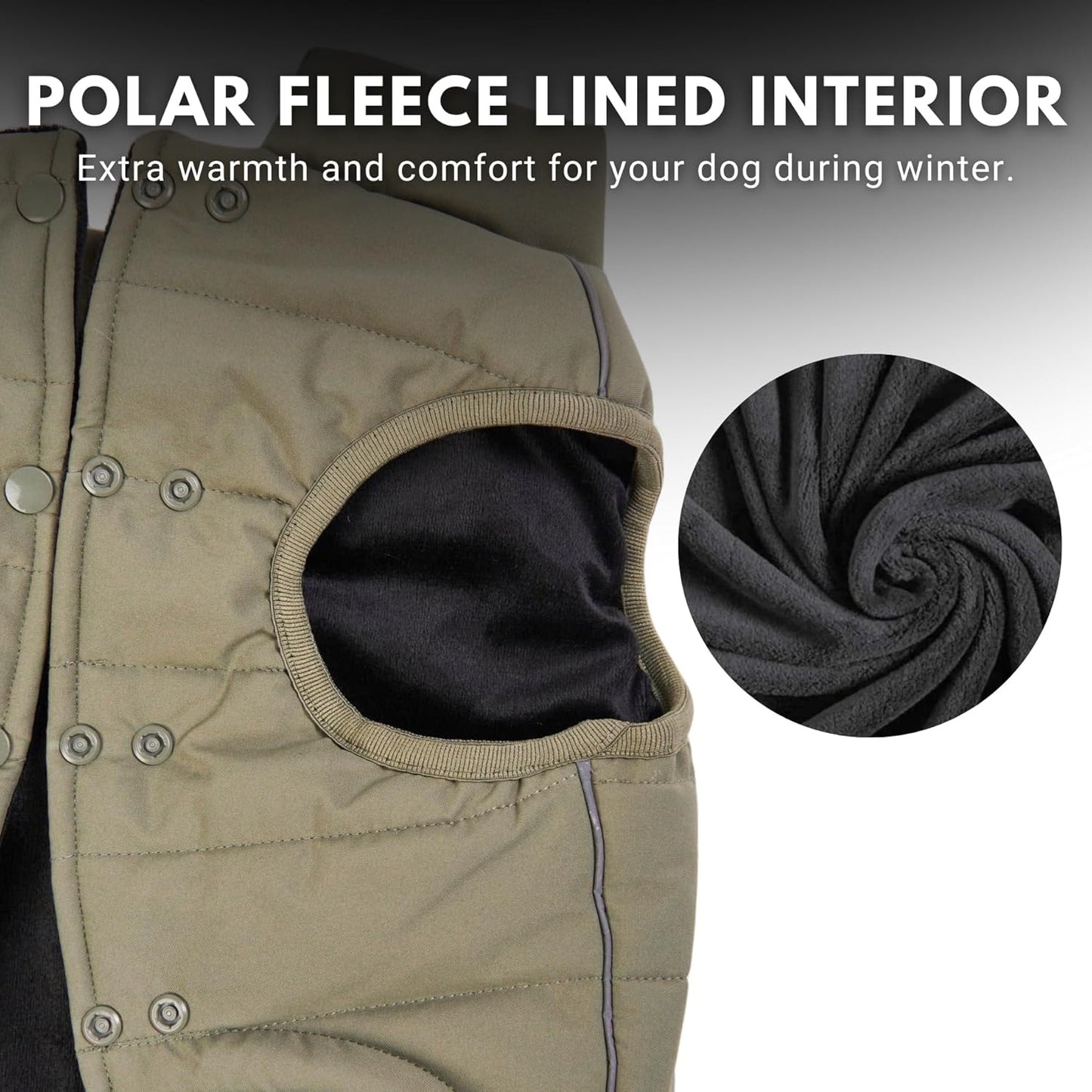 Spark Paws Dog Winter Jacket, Water-Resistant Coat, Warm Reflective Windproof Fleece-Interior, for Medium and Large Dogs - Olive - 4XL