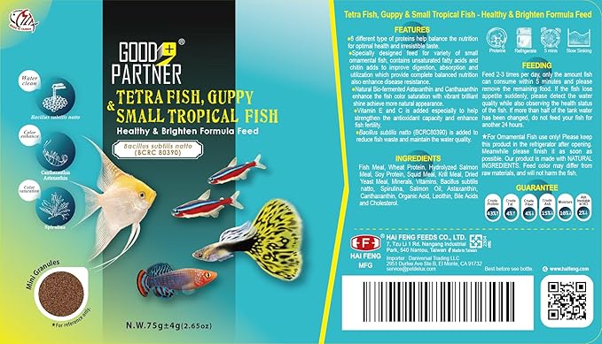 Purify Series for Tetra Fish Food, Small Tropical Sinking Pellets, Suitable for Betta, Guppy Fish, All Natural Ingredients, Balanced Composition of Fish Feed, 2.65 oz (Pack of 1)