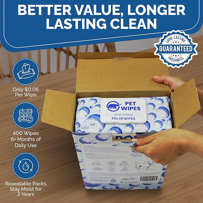 Truly Unscented Pet Wipes for Dogs & Cats | Multi-purpose Pet Wet Wipes for Grooming & Cleaning | Plant Based Dog Wipes for Paws, Fur, Face and Butt – Hypoallergenic (Pack of 400)