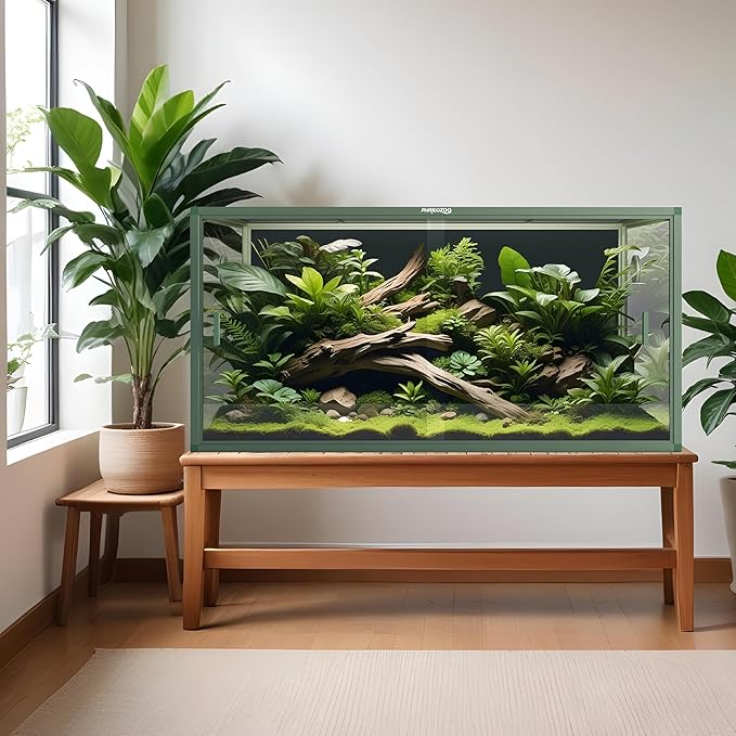 120 Gallon Bearded Dragon Tank,48" x 24" x 24" Reptile Tank with Sliding Door Top Screen Ventilation, Front Opening Reptile Enclosure for Easy Maintenance