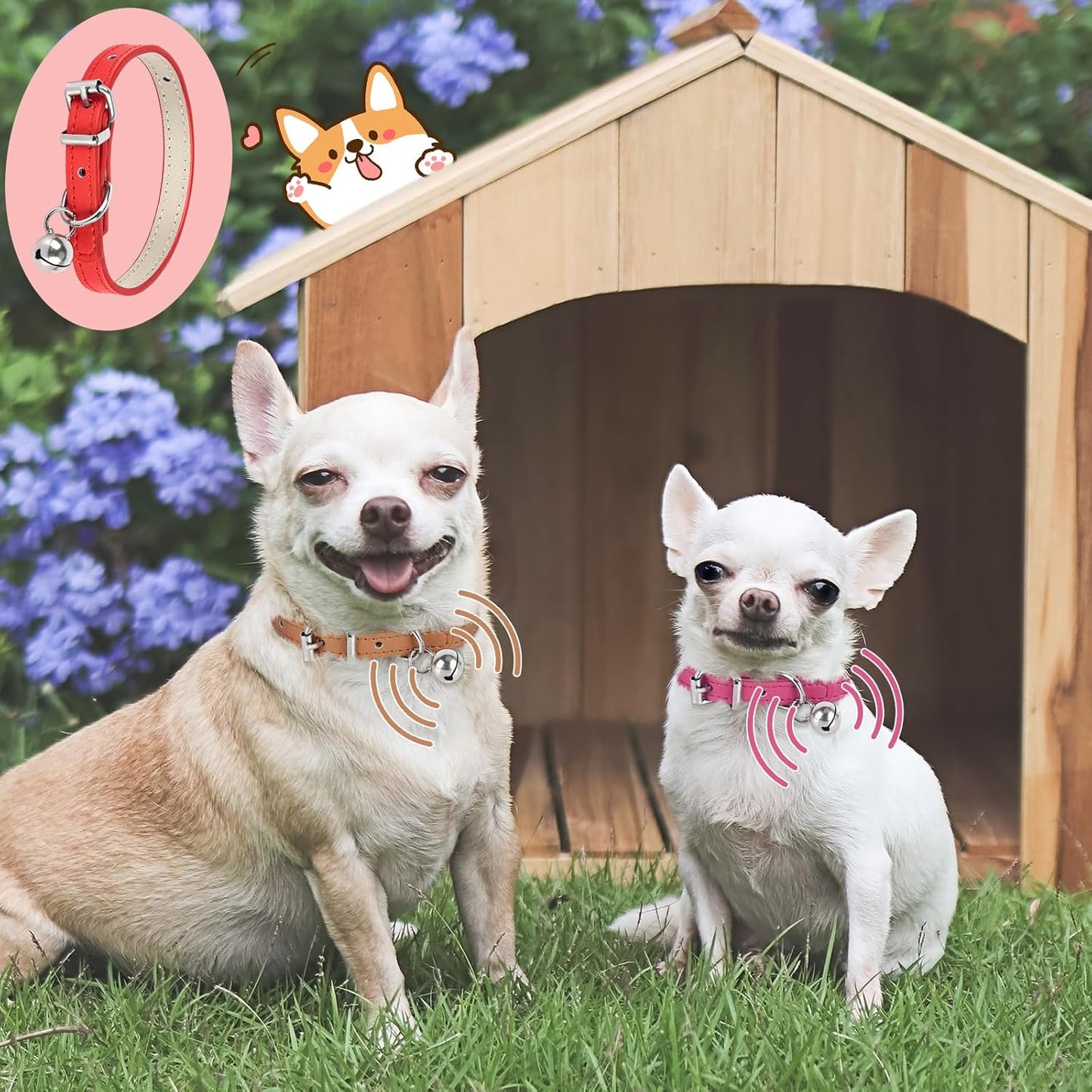 XS Dog Collar for Teacup Adjustable Teacup Dog Collar for Small Medium Large Dogs 3/8 inch Width (Red, XS)