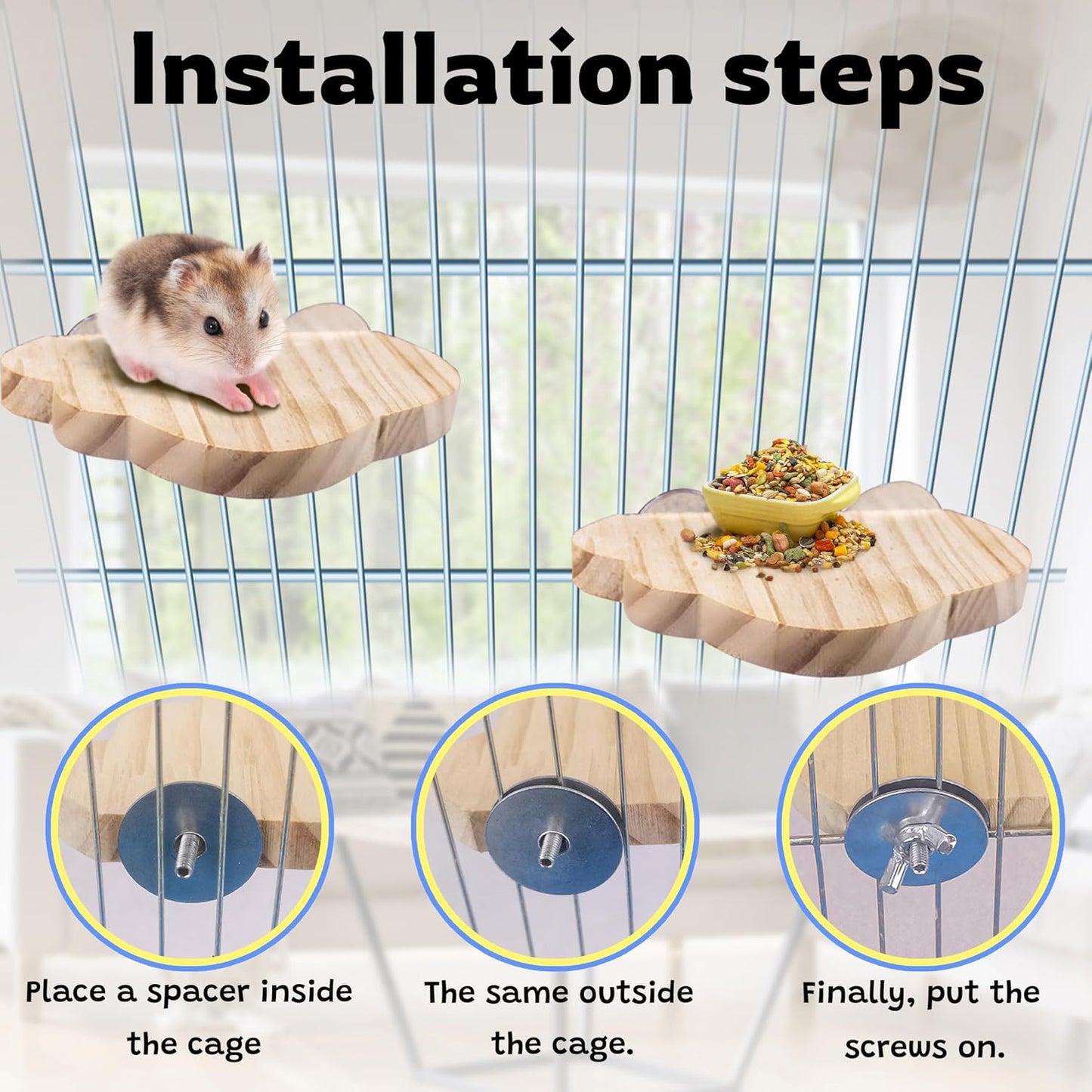 Hamster Suspension Bridge Toy,Small Animal Climbing Toys,Chinchilla Cage Natural Wood Flexible Platform Toy,Suitable for Hamsters, Chinchillas, Guinea Pigs, Birds, Small Animals