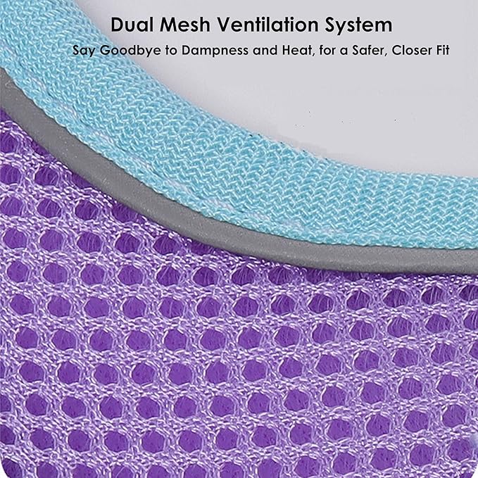 Cat Harness and Leash Set for Walking – Escape-Proof Reflective Vest for Cats and Small Dogs, Adjustable Soft Air Mesh with Pressure-Reducing Design, 4.92ft (Blue & Purple, M)