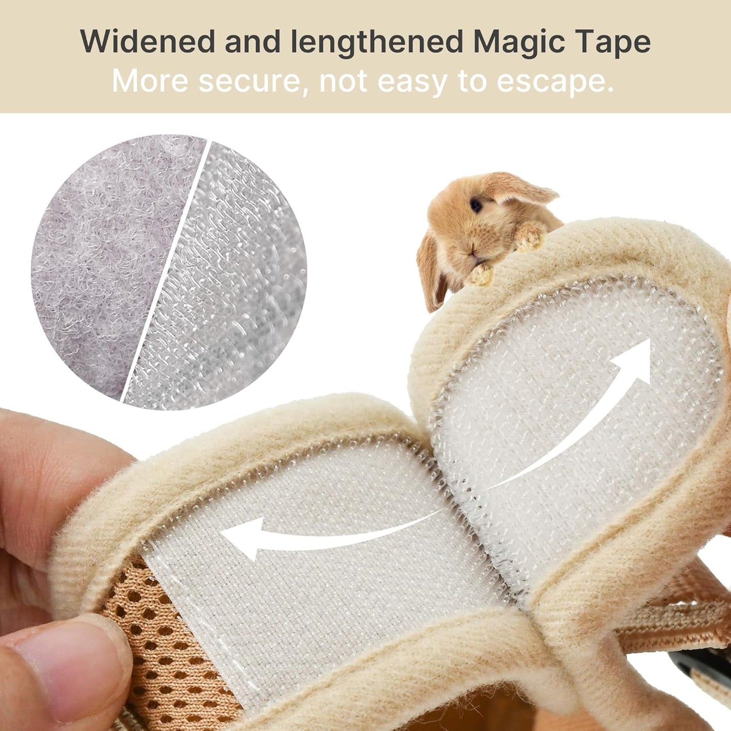 AIITLE Breathable Bunny Harness and Leash Set, Adjustable Straps & Magic Tape Design, Comfort Fit Vest for Puppies, Cats, Squirrels, Rats, Bunnies, Ferrets, Outdoor Walking, Khaki S