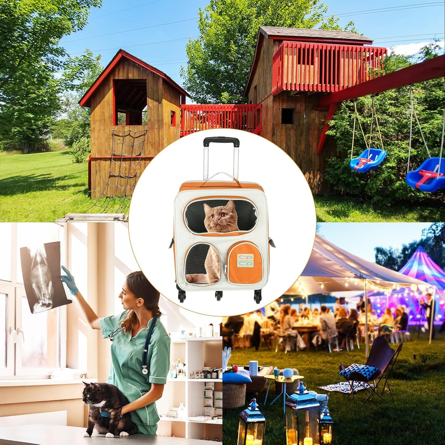 Pet Backpack Carrier, Portable and Ventilated, Nylon Dogs Cats and Small Animal Travel Bag 14.17", (Orange, 1 Pcs), Intended for Hiking/Camping/Traveling