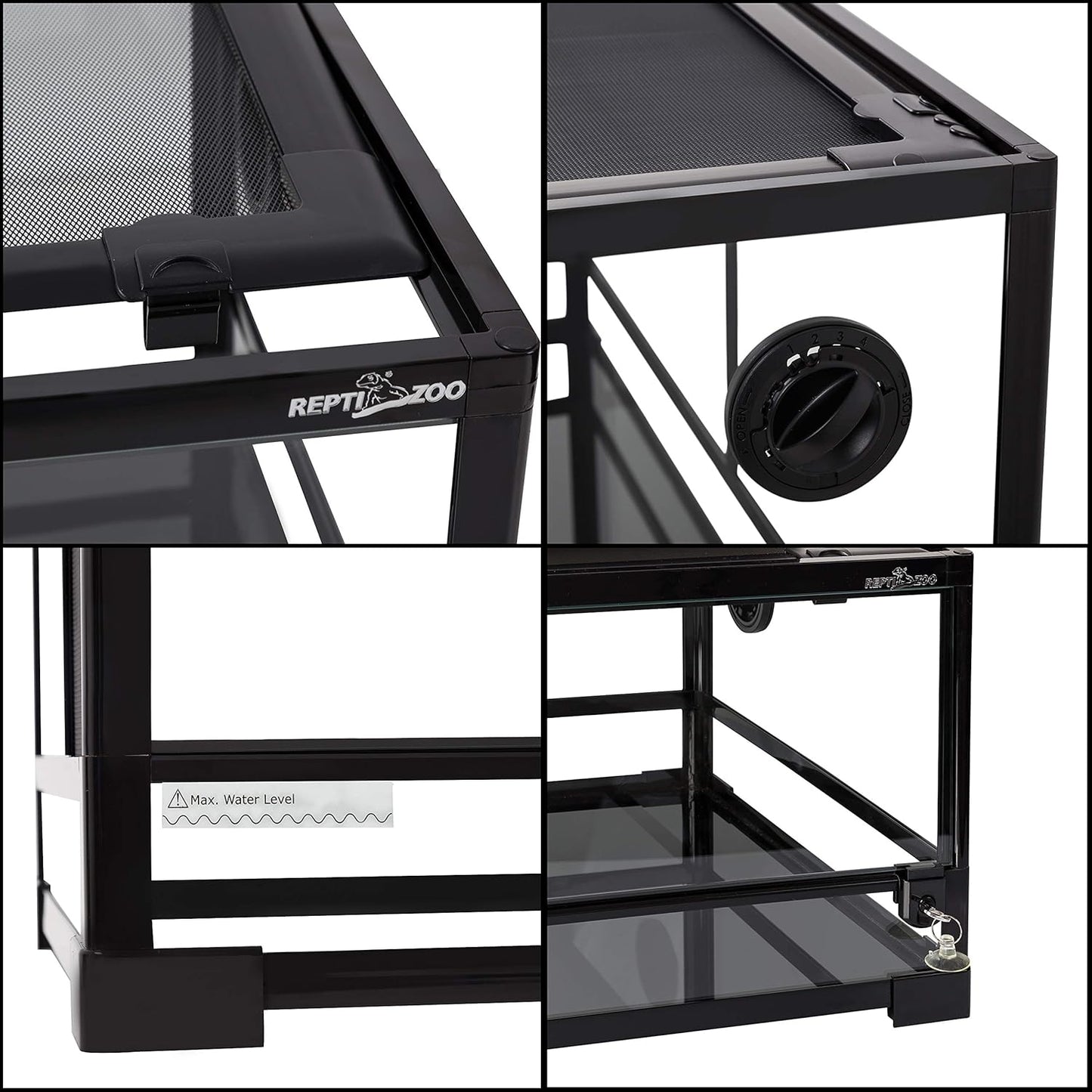 REPTI Zoo 67 Gallon Reptile Glass Terrarium, Double Hinge Door Reptile Tank, Side/TOP Screens Ventilation Reptile Terrarium Reptile Enclosure, 36" x 18" x 24" Gecko Tank (Knock-Down) (RK0120N)