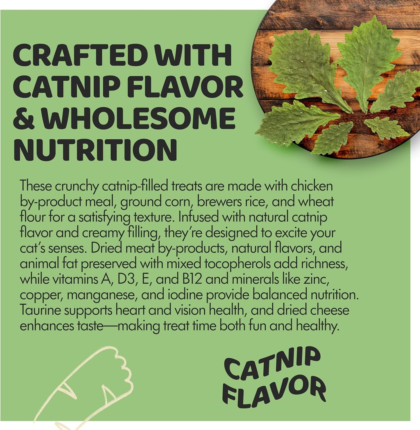 Crunchy Cat Treats – Dual‐Texture Crunch & Creamy Soft Feline Snack Bites for All Life Stages, Great for Training Treat Value Bags (2 Pound, Catnip)