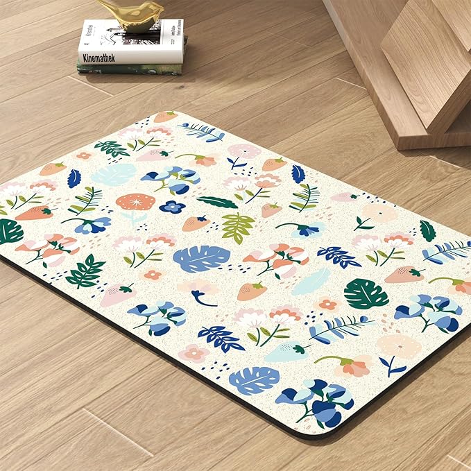 Pet Feeding Mat-Absorbent Dog Mat for Food and Water Bowl-No Stains Quick Dry Water Dispenser Mat-Dog Accessories Pet Supplies-Bowl for Messy Drinkers(LIGHTFLOWERS,17"x28"