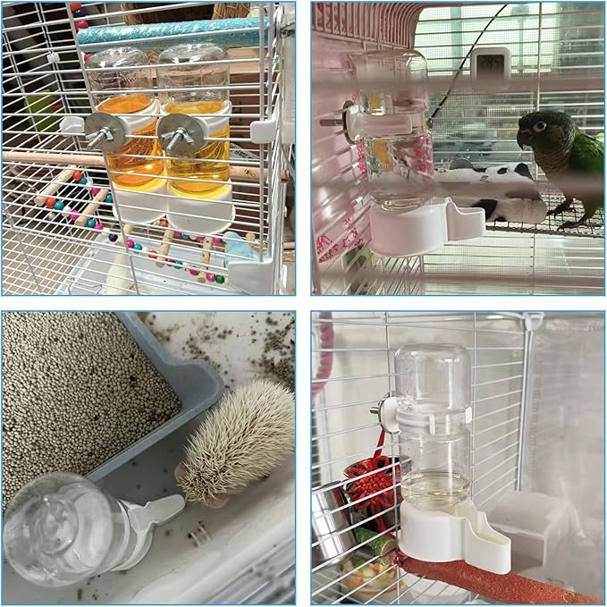 2PCS Parakeet Water Dispenser, 4.73 Fl Oz Automatic Bird Water Bottle Feeder for Cage