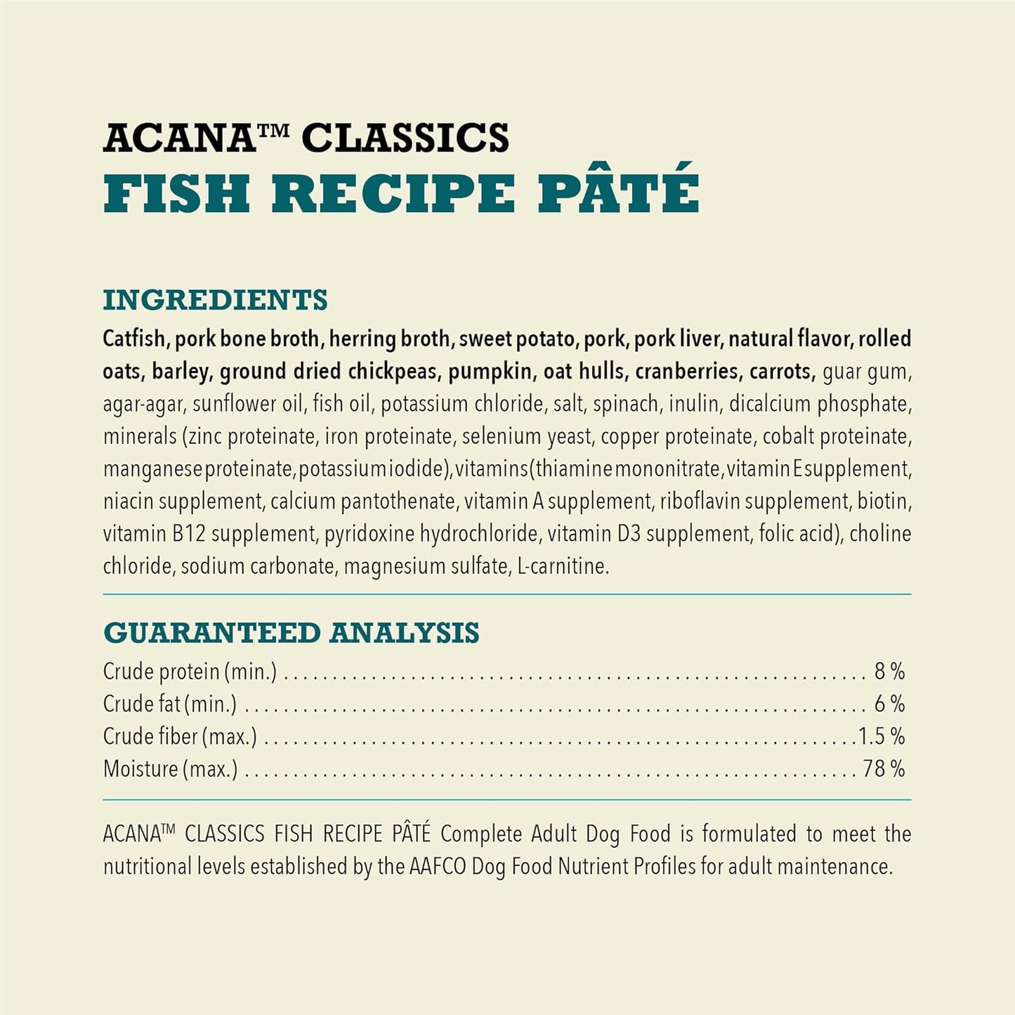 ACANA Classics Pate Wet Dog Food Fish Recipe 12.5oz Cans (12 Count)