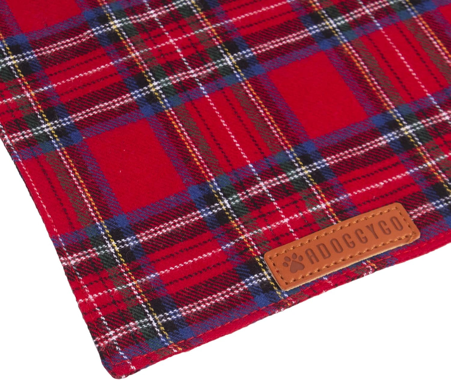 ADOGGYGO Christmas Dog Bandana 2 Pack, Stylish Plaid Pet Scarf, Premium Cotton Fabric, Multiple Sizes Offered, Christmas Bandanas for Medium Large Dogs Pets (Large)