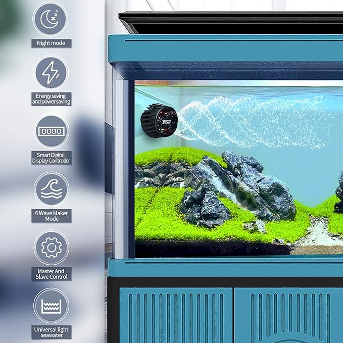 2100 GPH Wave Maker for Aquarium, Ultra Quiet DC 24V Fish Tank Powerhead with Strong Magnet Suction Base, Circulation Water Pump Wavemaker with Controller and LED Display for 30-70 Gallon Tank