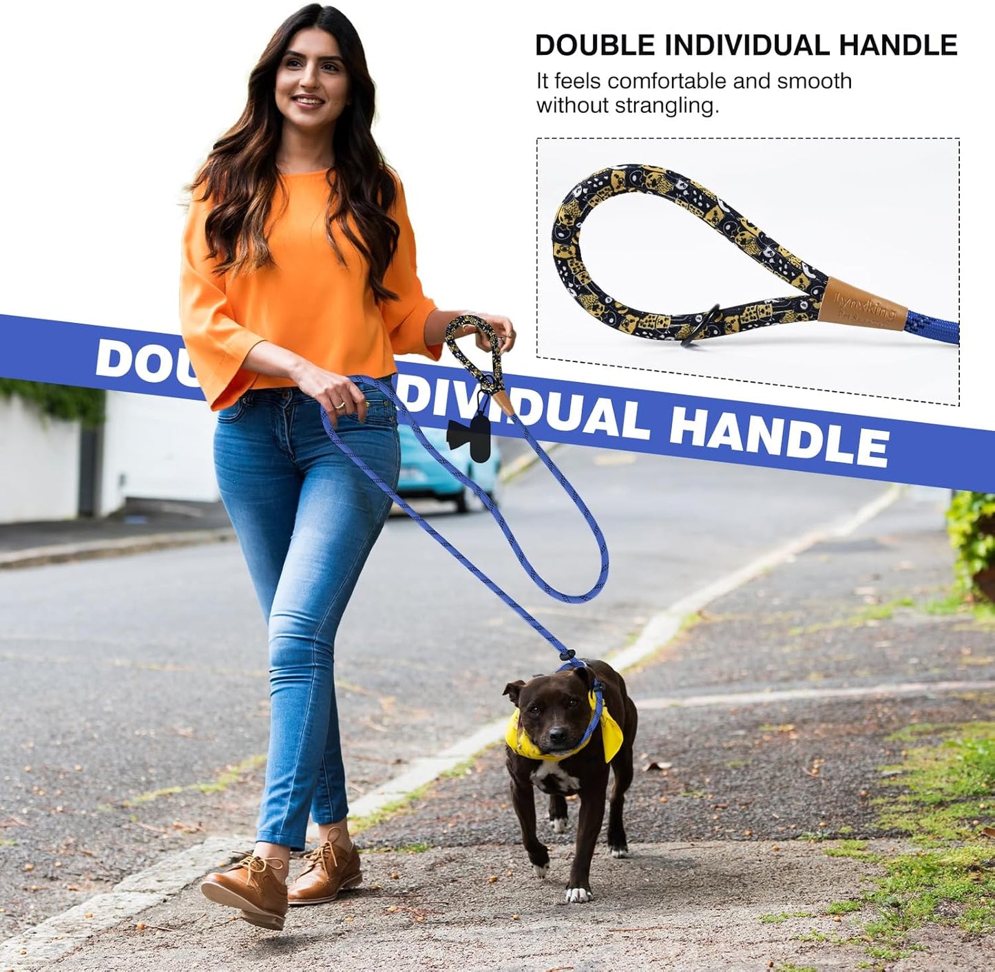 lynxking Slip Lead Dog Leash Reflective, Heavy Duty Comfortable Strong Rope for Large Medium Small Dogs No Pull Pet Training (Blue, Large 1/2in x 6ft-Slip Lead)