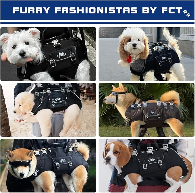 Dog Backpack Carrier - Spine-Friendly for Large Dogs(36-66lbs) Horizontal Design Dog Carrier with Adjustable Back Straps for Joint Injuries, Arthritis, Ideal for Stairs, Elderly Dogs(Size XXL)