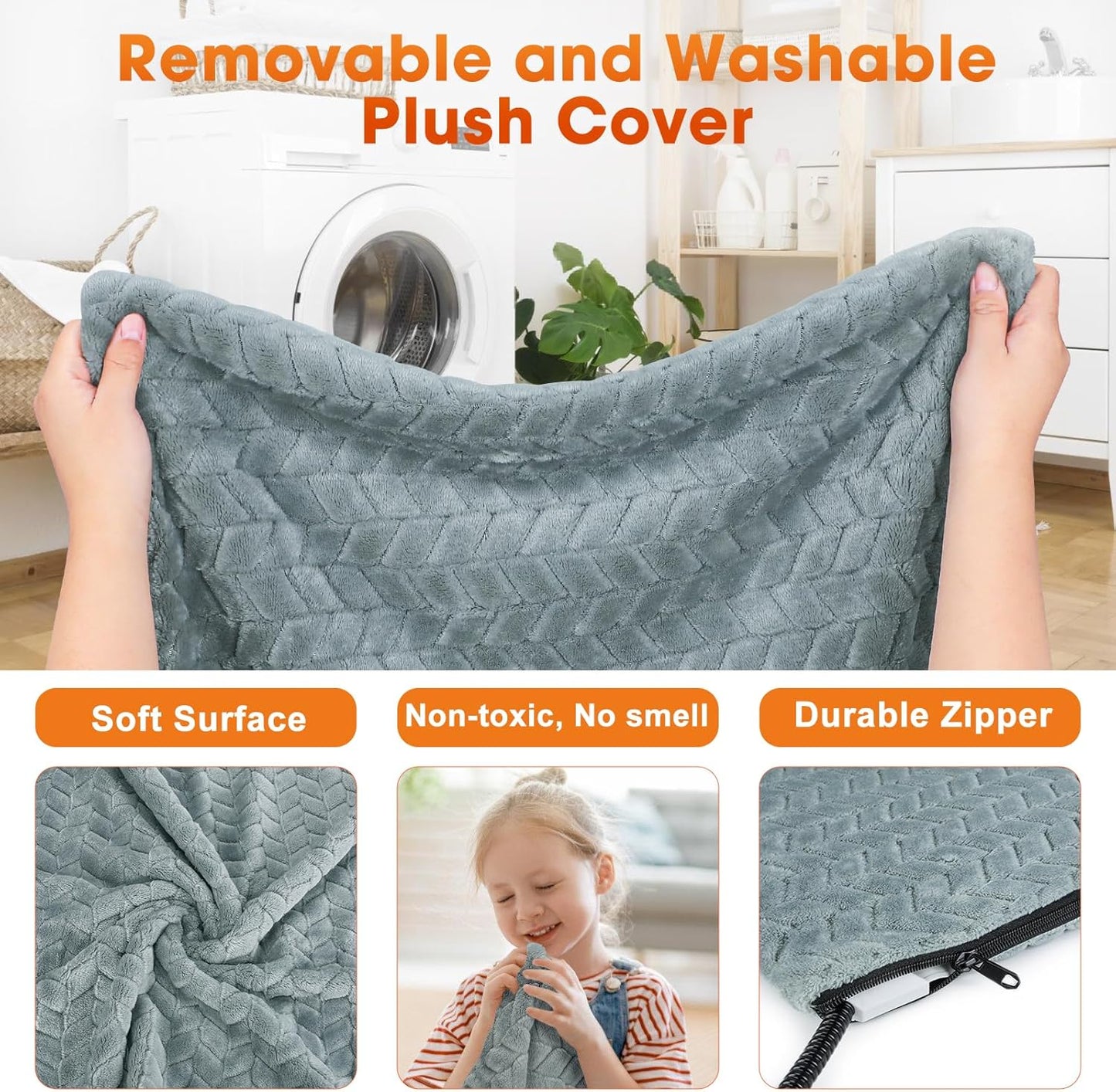 GASUR Pet Heating Pad for Dogs, Waterproof Cat Heating Pad with Timer Temperature Adjustable, Indoor Heated Electric Pet Bed for Cats Dogs, Anti-bite Pet Heated Pad, 35''x24'', Large