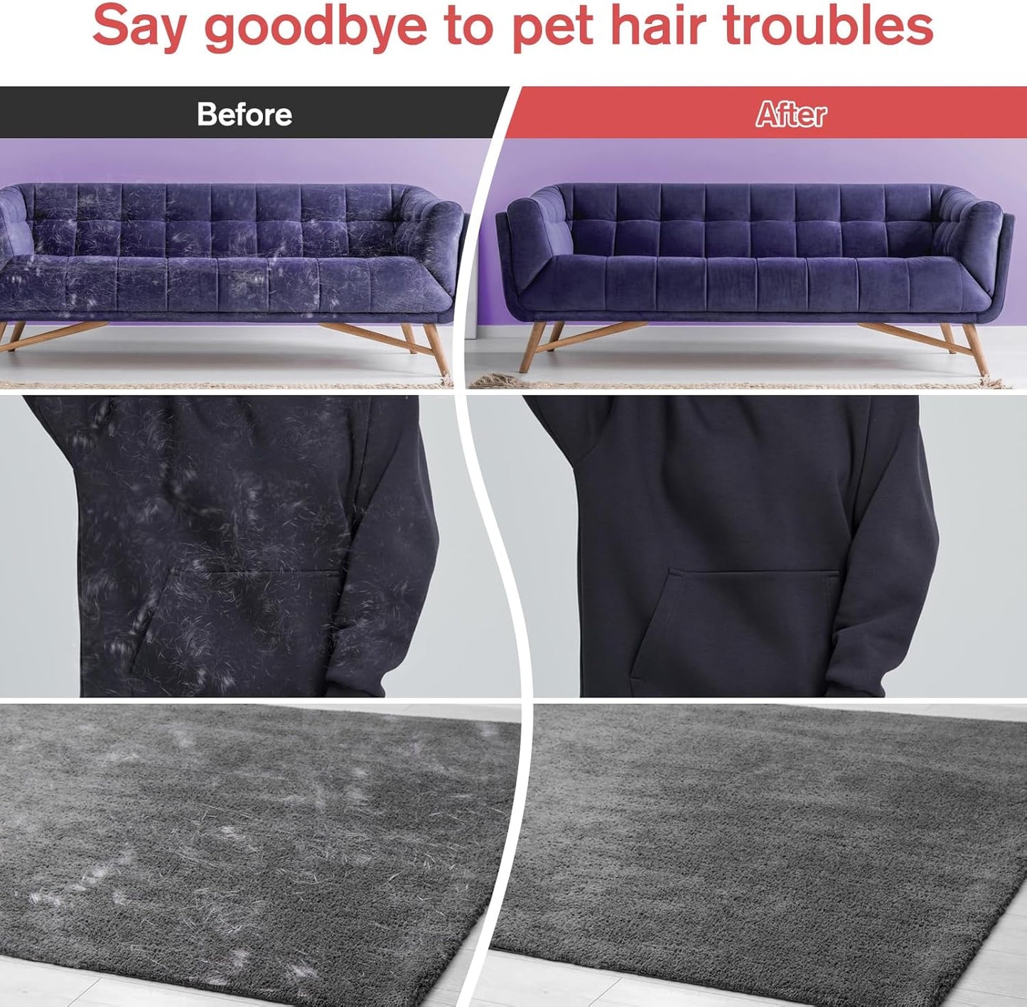 Pet Hair Removal Glove for Cats & Dogs, 2 Pcs With Hanging Hooks, Reusable Electrostatic Pet Hair Gloves, size 9.8 x 7.87 x 0.5 in, Pet Hair Glove for Clothes, Sofas, Carpets, Car Seats(Pink and gray)