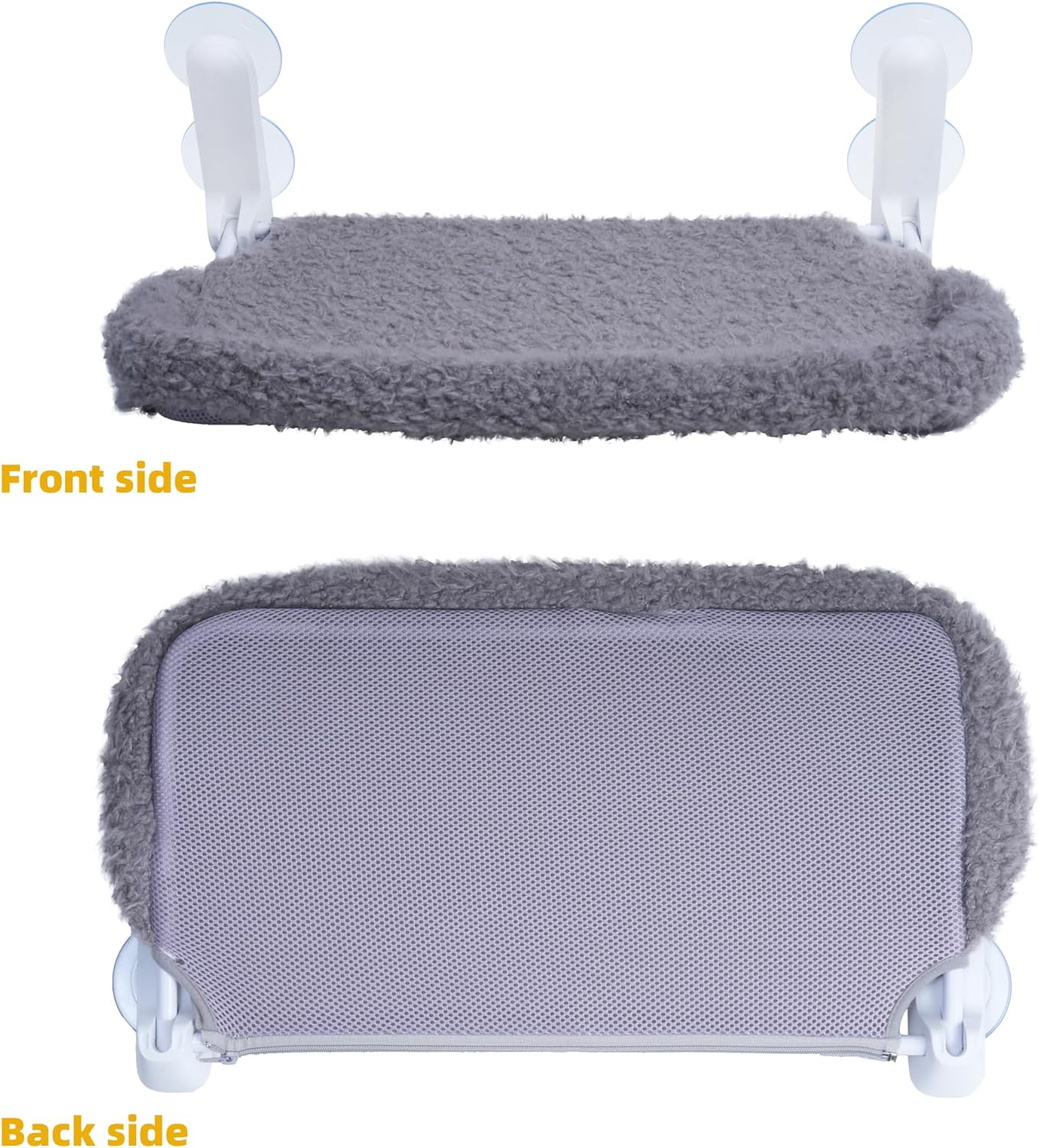 YUNIQUE Cat Window Perch with Cushion Rim, Upturned Edge Bracket, Portable Wall Hammock for Indoor Cat, Grey