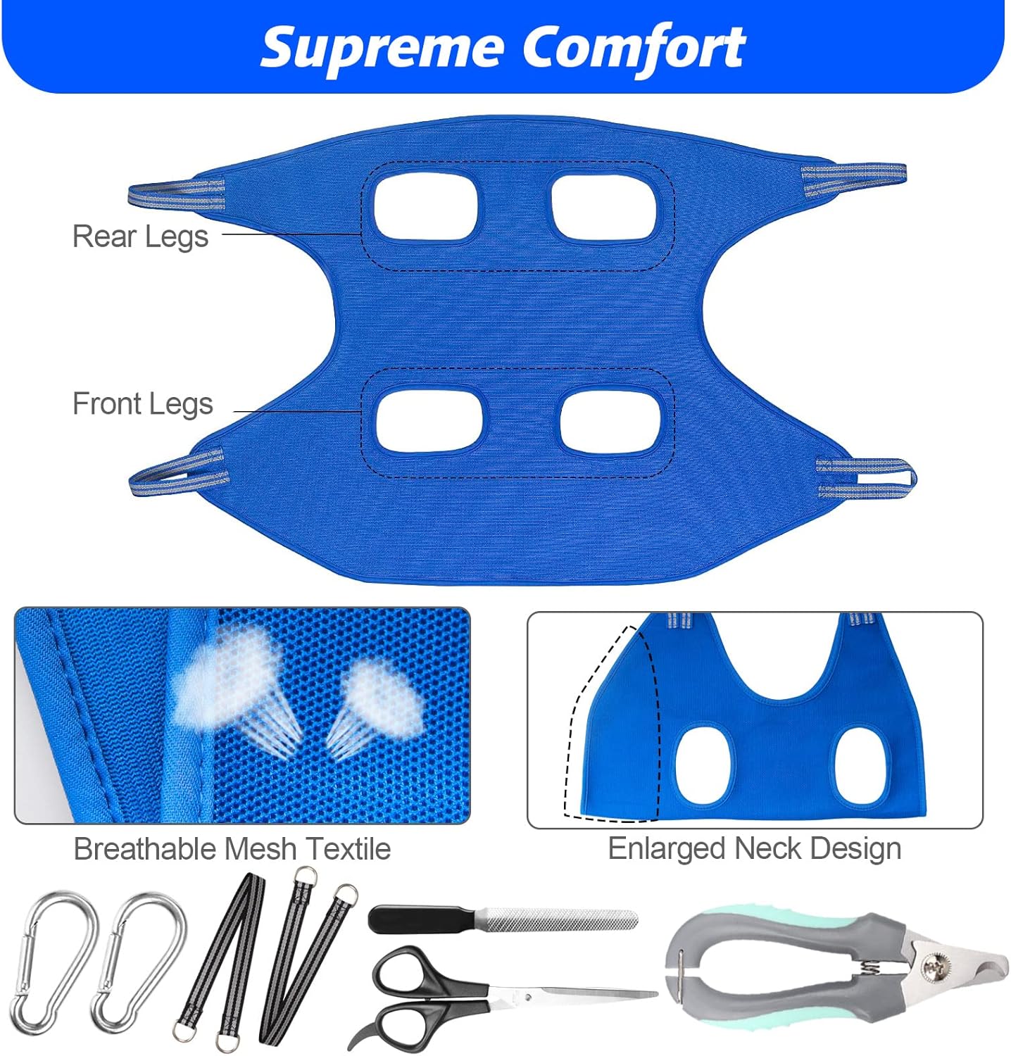 Pet Dog Grooming Hammock Harness for Medium Dogs Nail Trimming, Dog Sling for Cutting Nails, Dog Hanging Holder Hanger for Clipping Nails with Nail Clippers, Nail File, Scissors