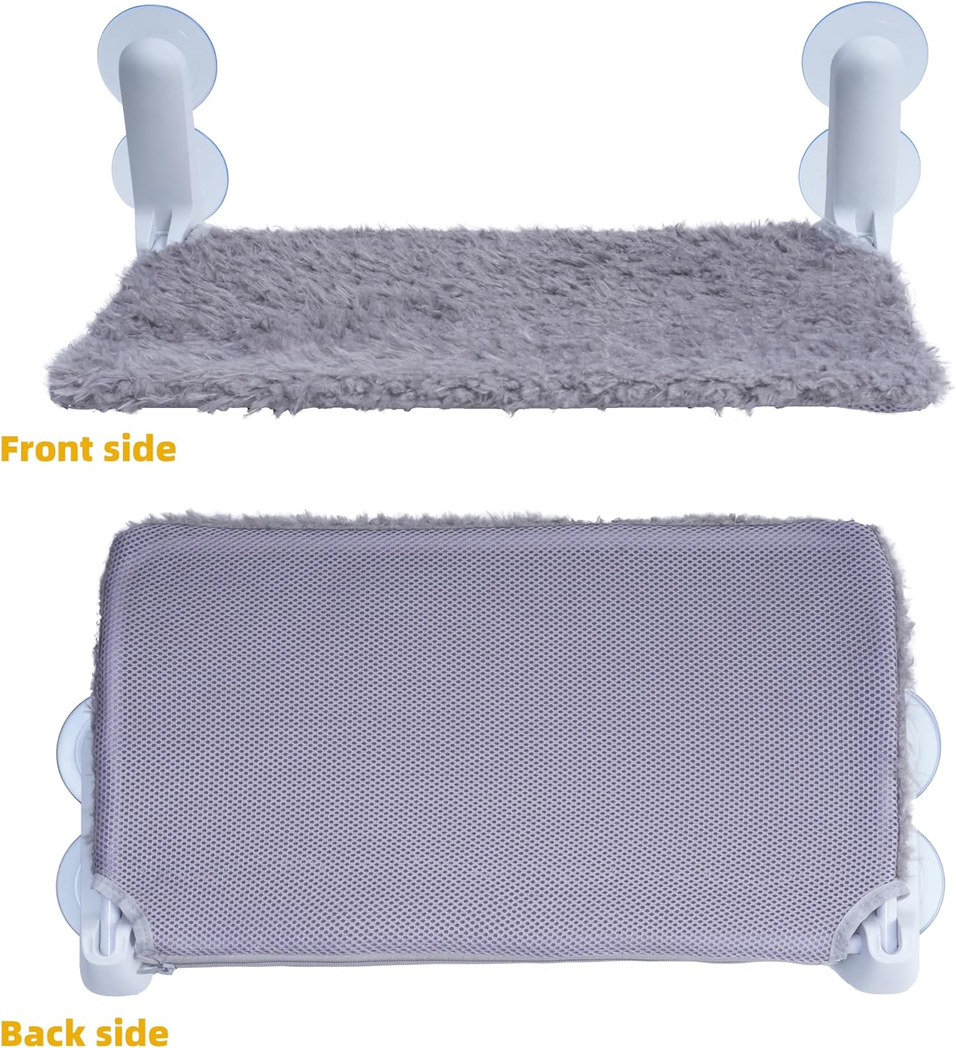 YUNIQUE 2PC Cat Window Perch, Upturned Edge Bracket, Portable Wall Hammock for Indoor Cat, Grey