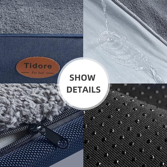 Orthopedic Dog Beds for Medium Dogs, Durable Egg Crate Foam Sofa Dog Bed wit Washable Removable Cover,Waterproof Lining,Pet Bed for Large Dogs (Denim Blue, 26.4" L x 21.7" W x 6.2" Th)